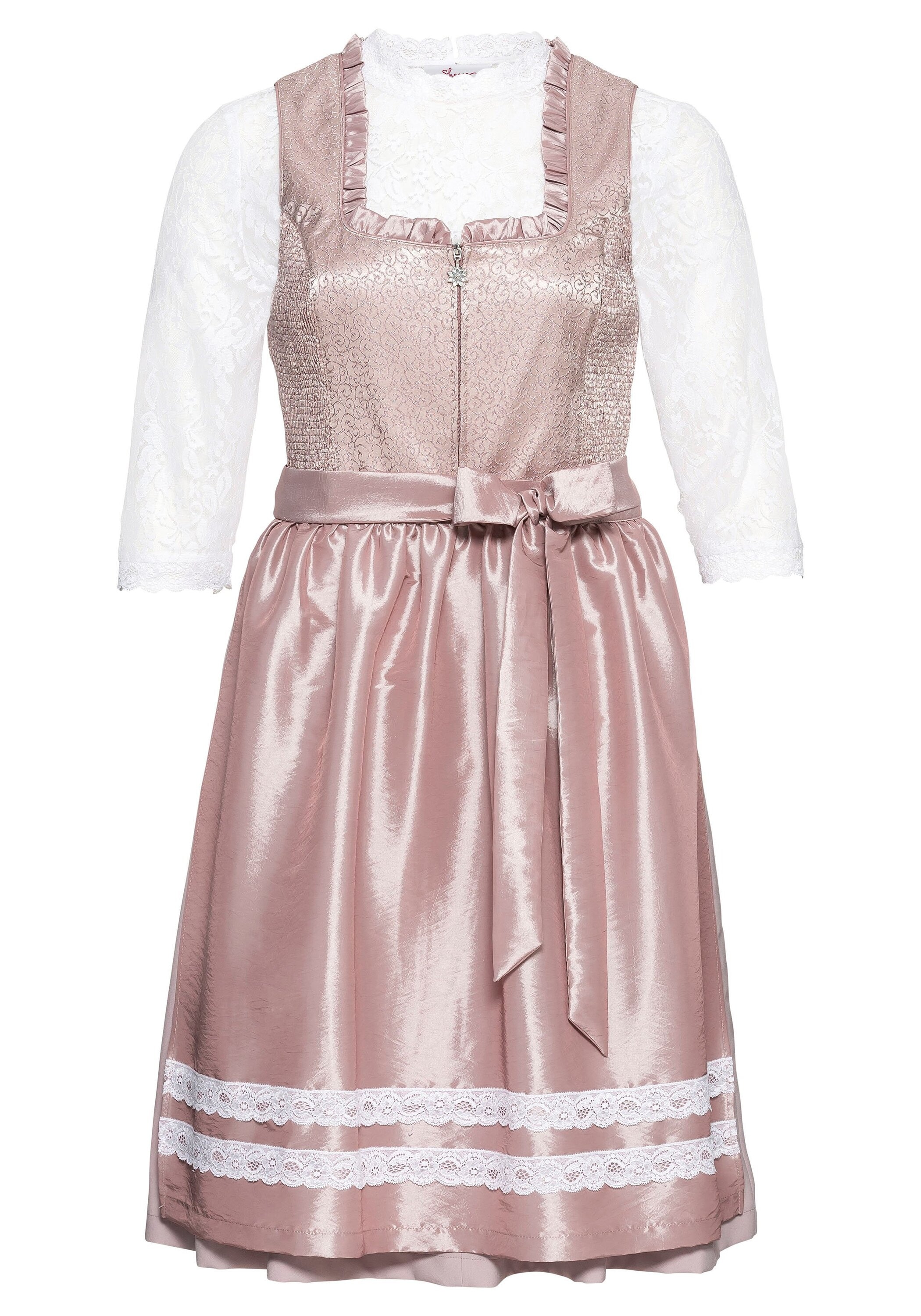 Sheego Dirndl »Dirndl mit Schürze und Spitzenbluse 3tlg.«, (mit Dirndlbluse), mit Schürze und Spitzenbluse 3tlg.