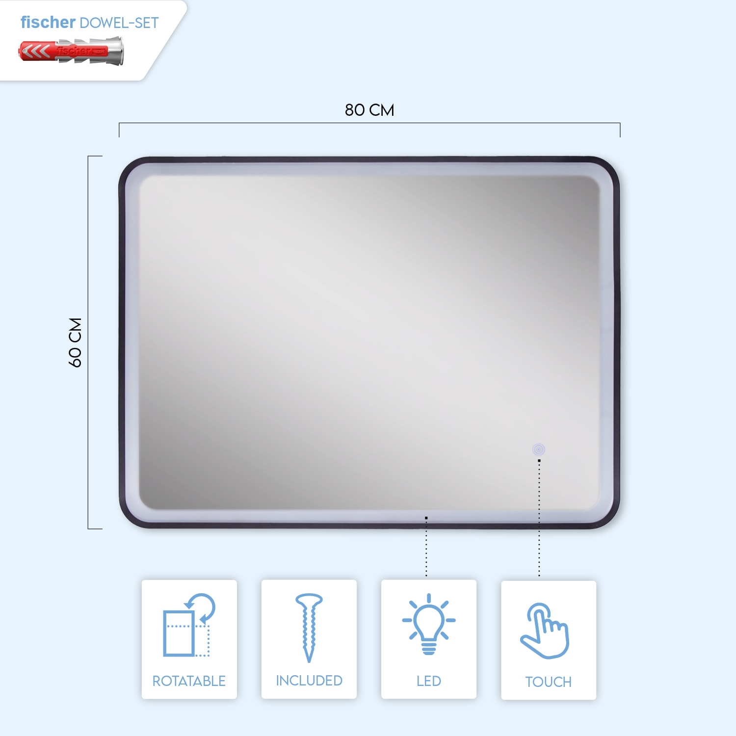 Online Schwarz OTTO Touch- »MAGGIE«, im Shop Home Rechteckig Backlight Beleuchteter Spiegel LED Paco Wandleuchte
