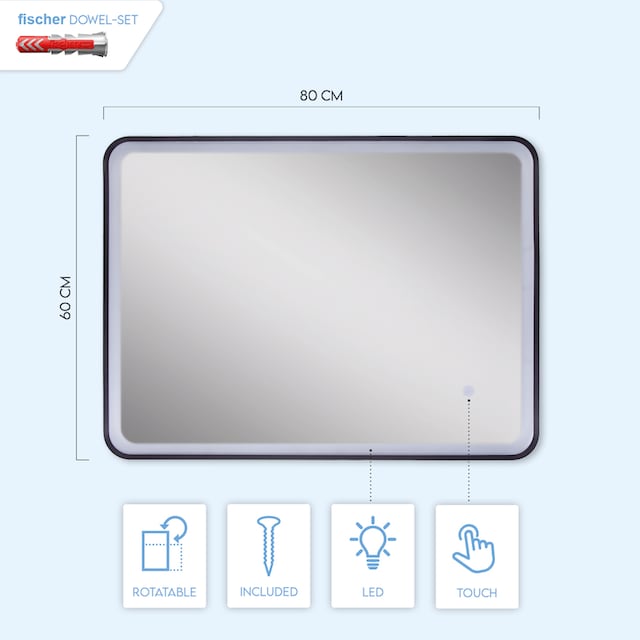 Paco Home Wandleuchte »MAGGIE«, Beleuchteter Spiegel LED Backlight Touch- Schwarz  Rechteckig im OTTO Online Shop