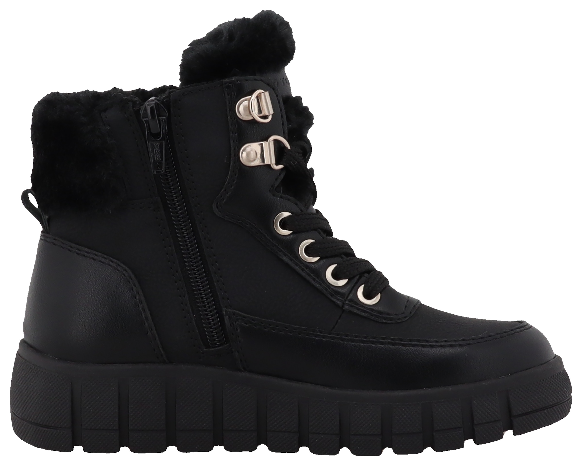 TOM TAILOR Winterboots, Keilabsatz, Winterstiefelette, Schnürboots, goldfarbene Ösen