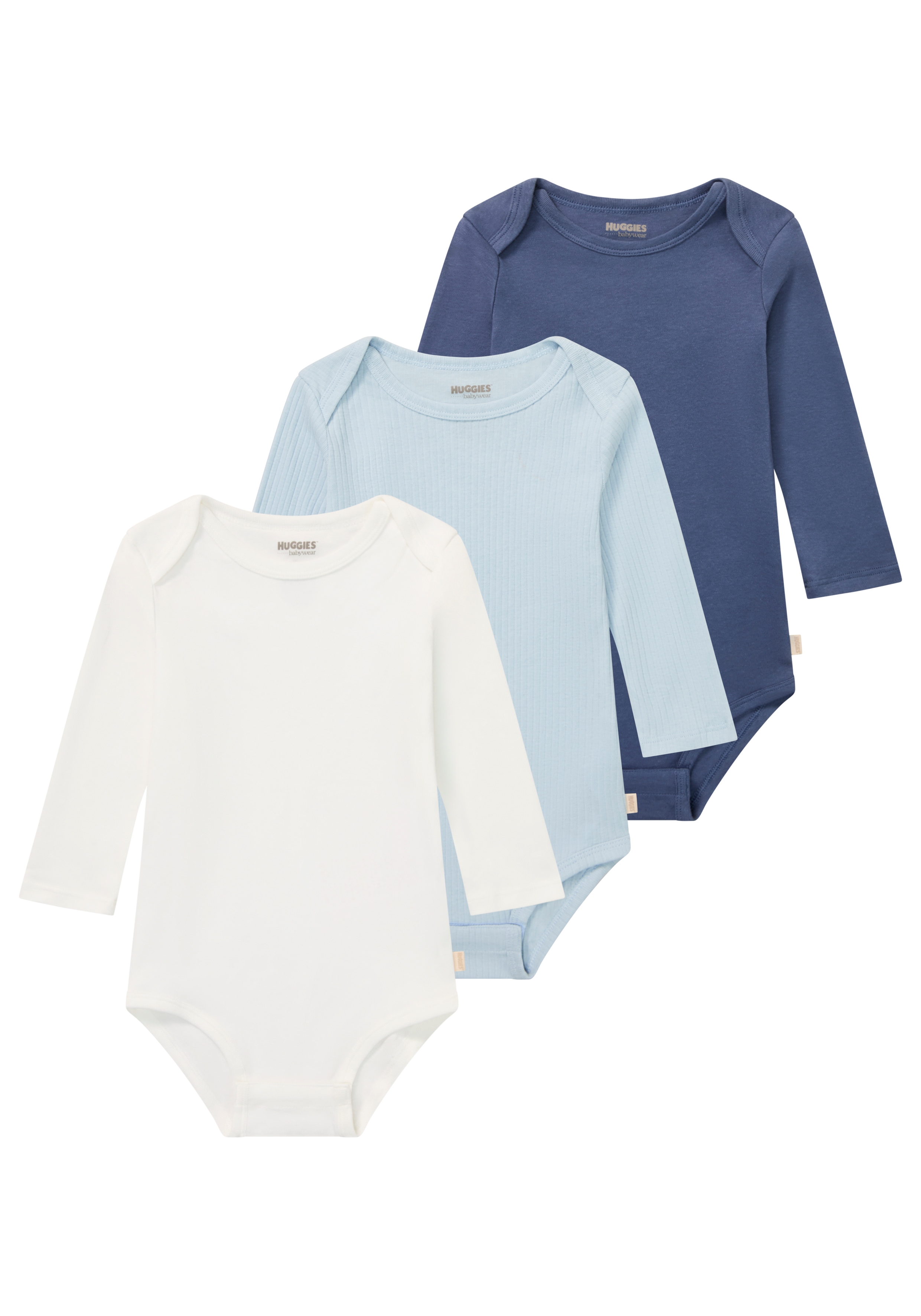 Huggies Babywear Langarmbody »HUGB 3PK BODYSUIT« Packung, 3 Stk. tlg., 3er-Pack, in Ripp-Optik, Größe N-Gr