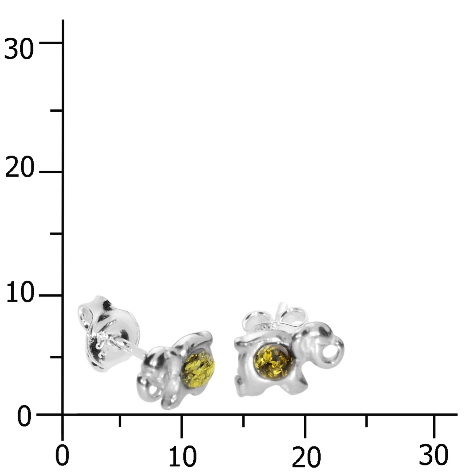 OSTSEE-SCHMUCK Paar Ohrstecker »- Elefant - Silber 925/000 - Bernstein«