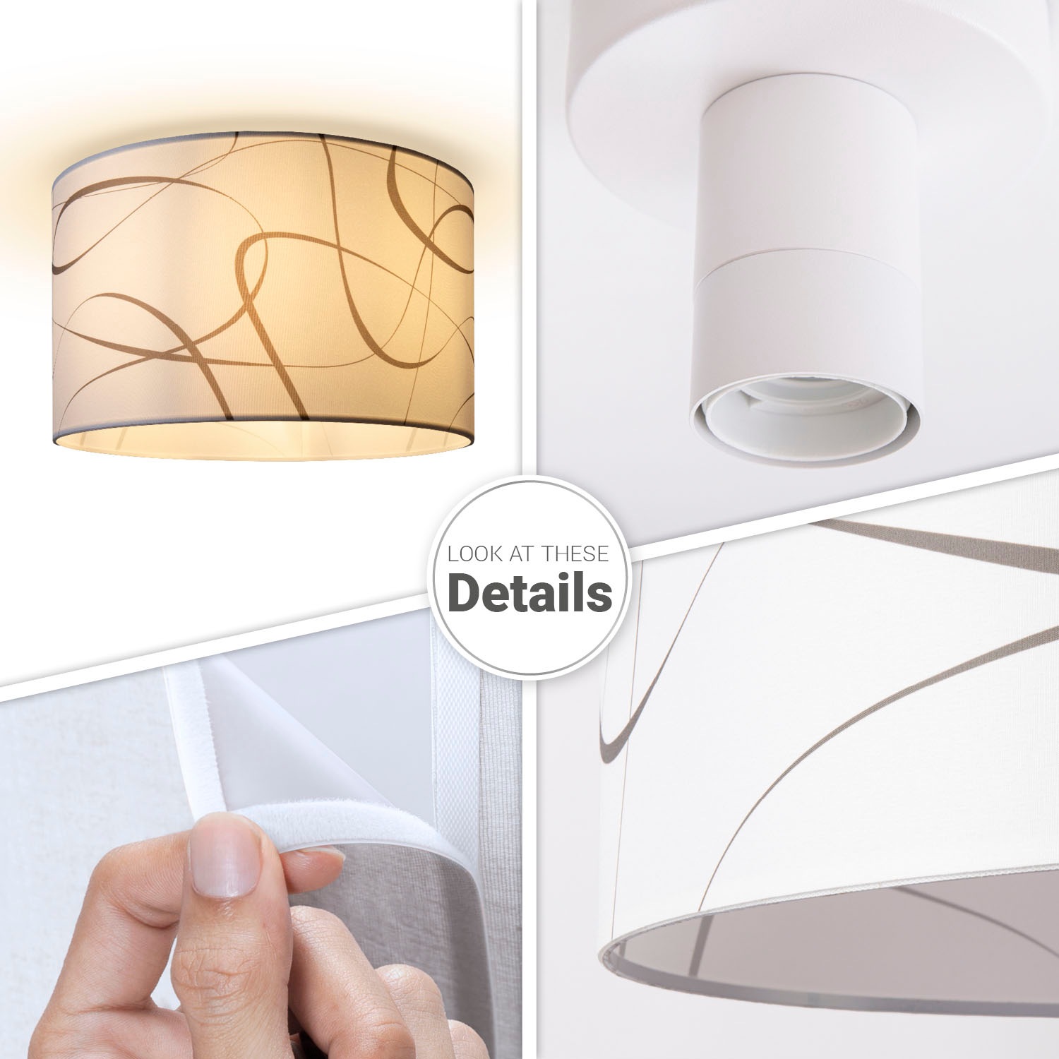 Paco Home Deckenleuchte »Hugo Tribal«, Leuchtmittel E27 | ohne Leuchtmittel, Deckenleuchte Stoff Schirmlampe Decke Esszimmer Modern Abstrakt