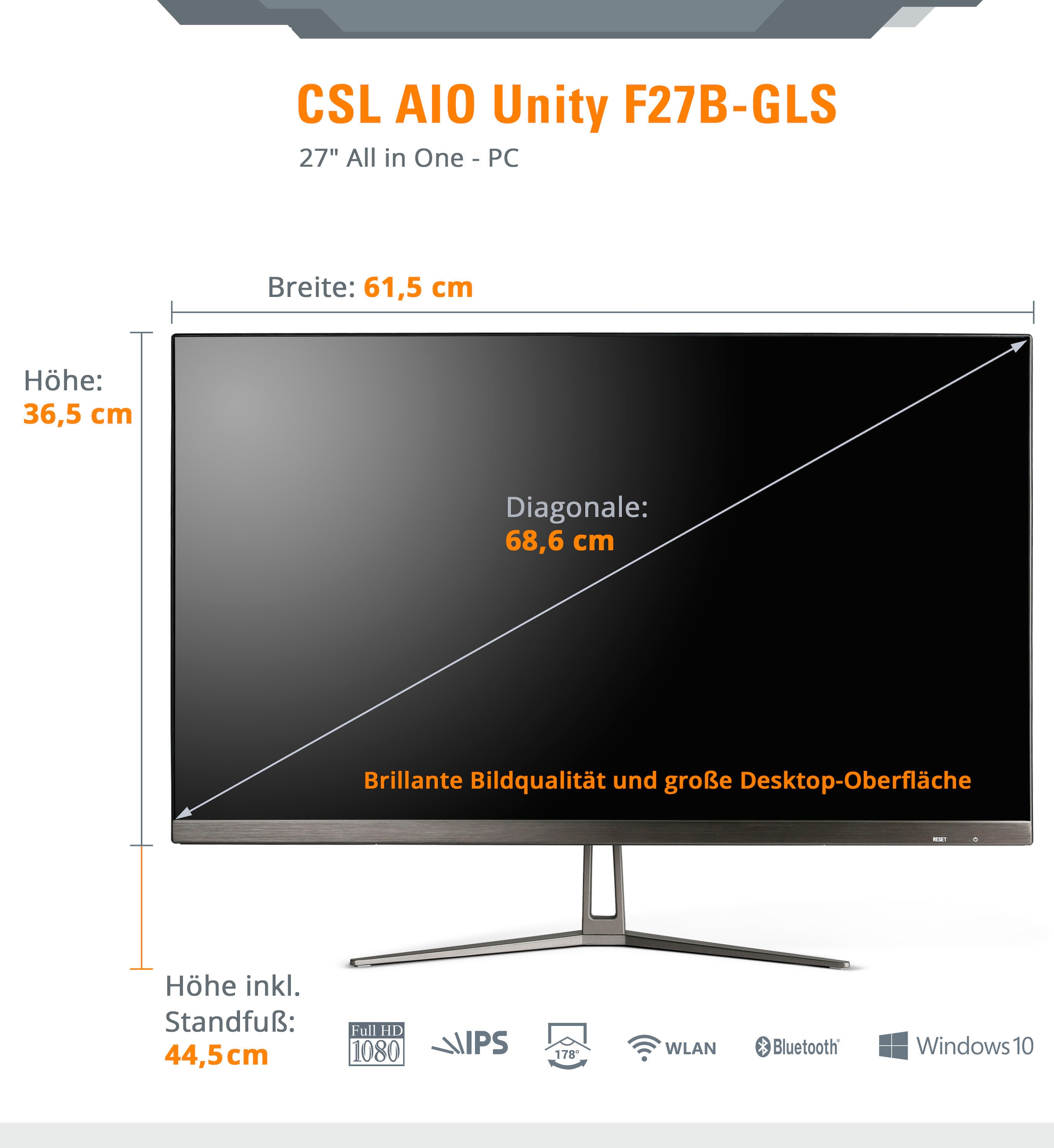 CSL All-in-One PC »Unity F27-GLS mit Windows 10 Pro«