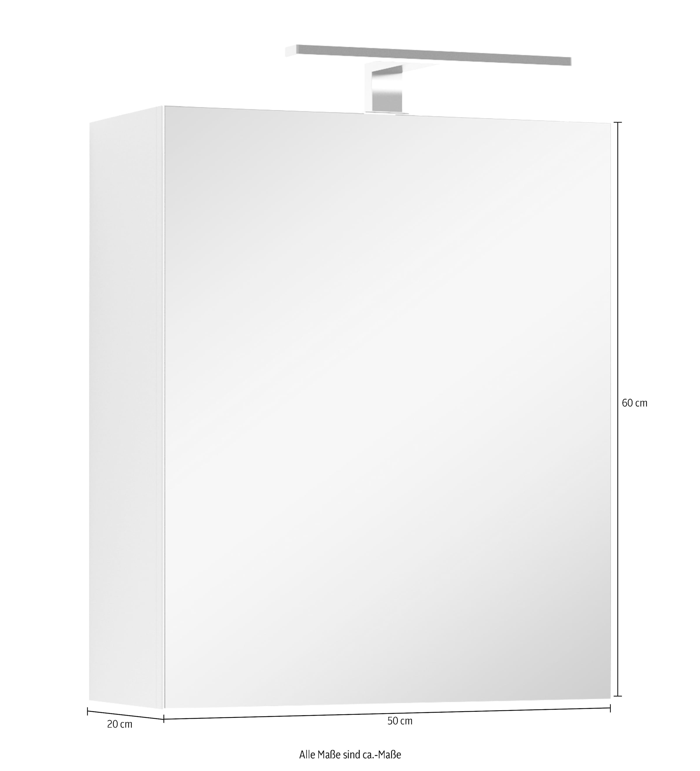 byLIVING Spiegelschrank »Spree«, Breite 50 cm, 1-türig, mit LED Beleuchtung und Schalter-/Steckdosenbox