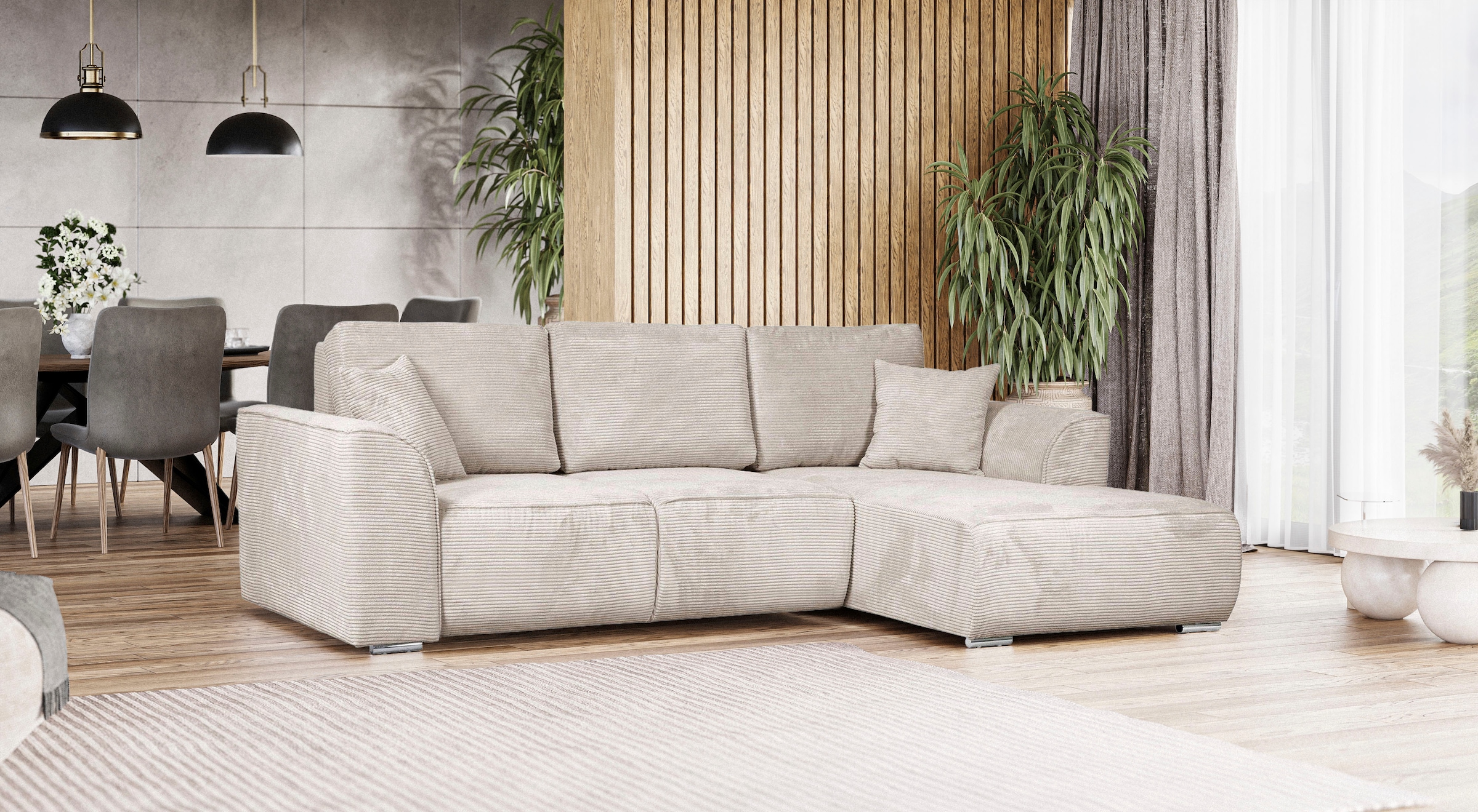 OTTO home Ecksofa »BEATRICE optionale Schlafsofa mit Bettkasten, B/T/H: 265/170/86 cm« L-Form, wahlweise auch mit Bettfunktion und Bettkasten