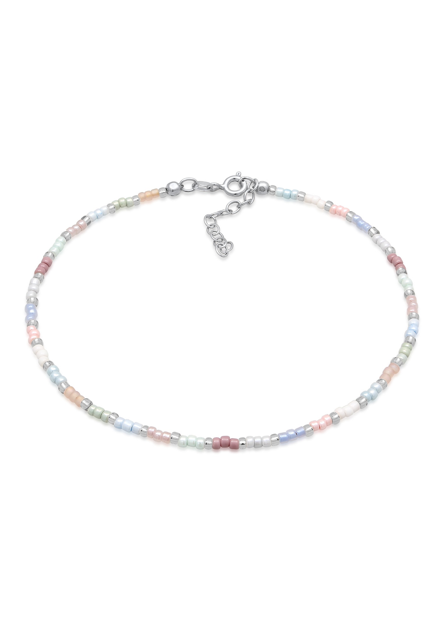 Elli Fußkette »Fußschmuck Glasperlen Pastell Sommeraccessoire 925 Sterling Silber«