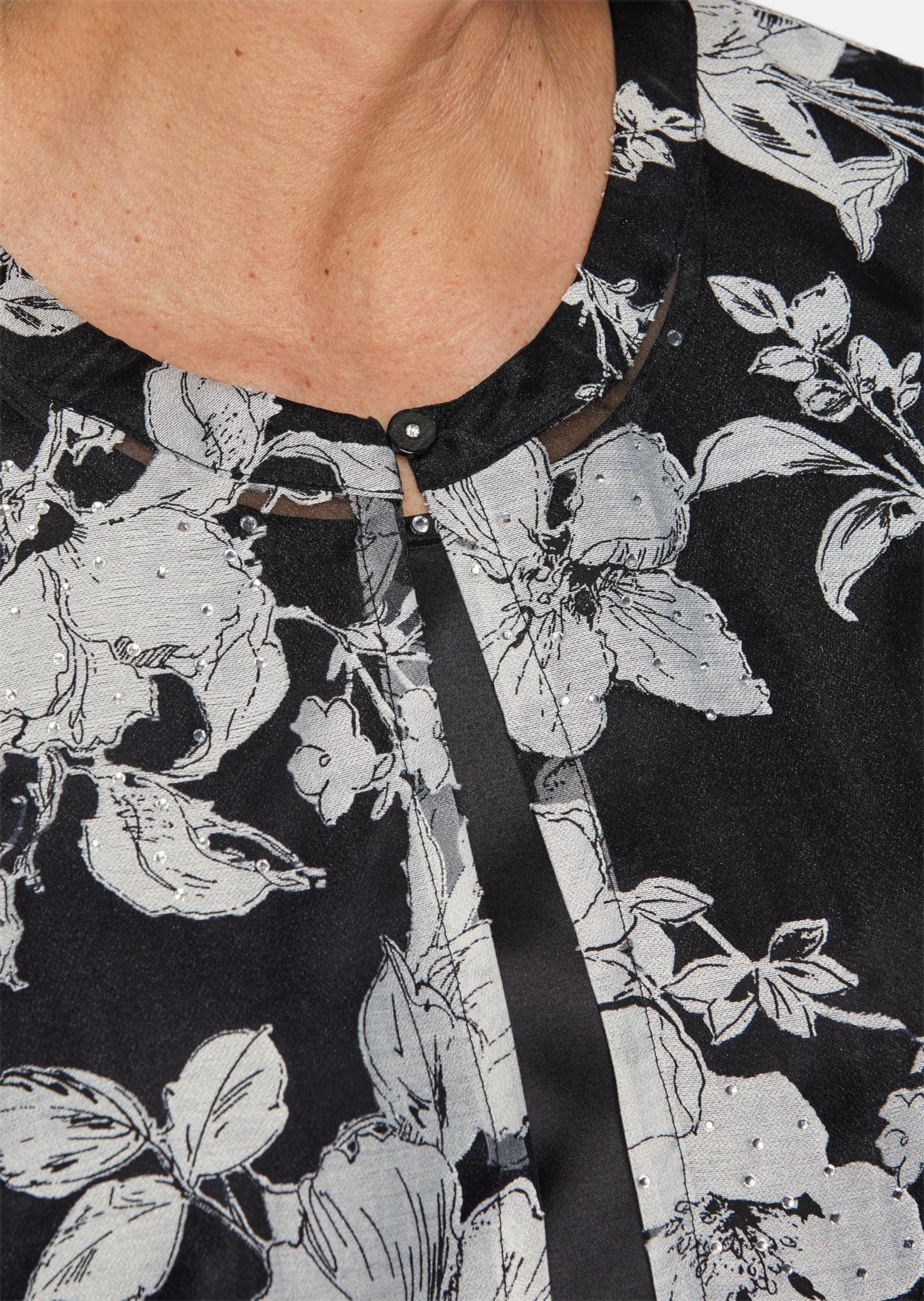 GOLDNER Klassische Bluse »Kurzgröße Blusen-Set aus floraler Ausbrennerware«