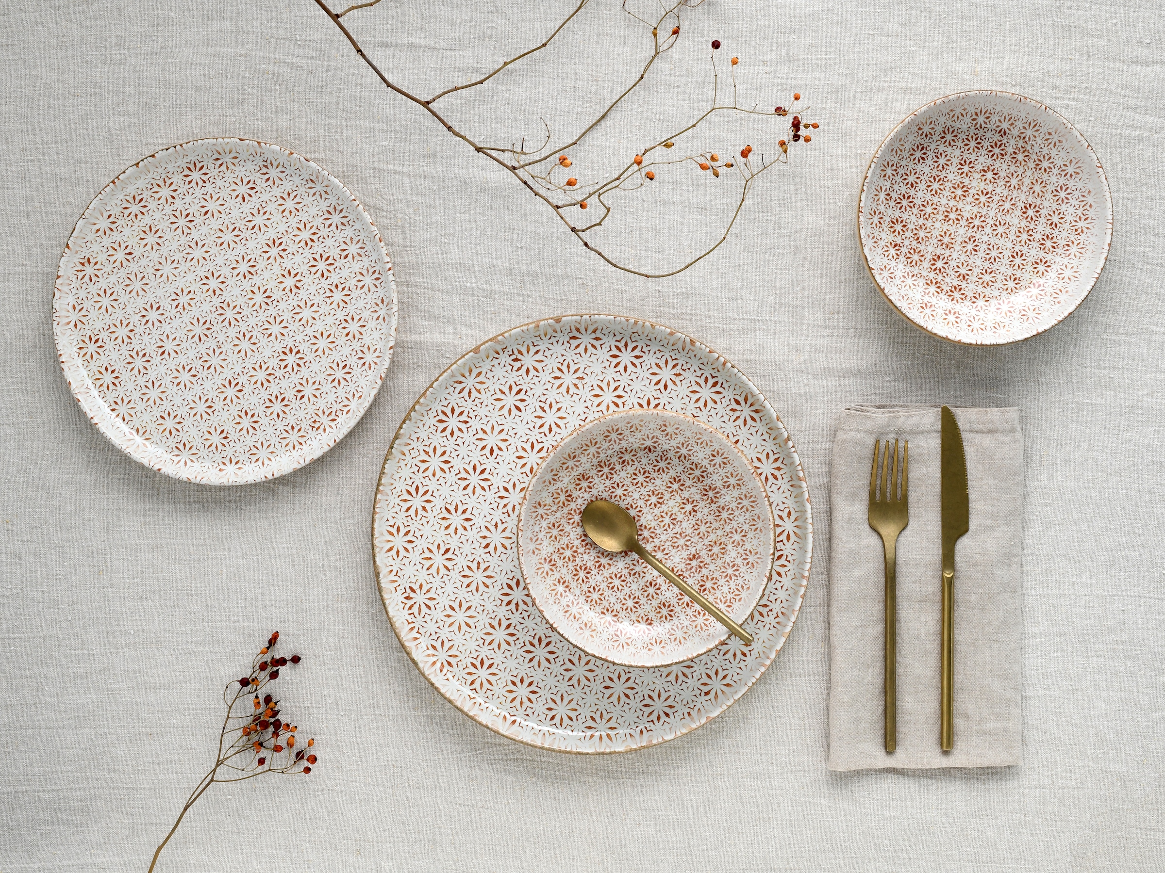 CreaTable Teller-Set »Uno Emiliana, Teller Set 12-tlg« Shabby Look, Vintage Style