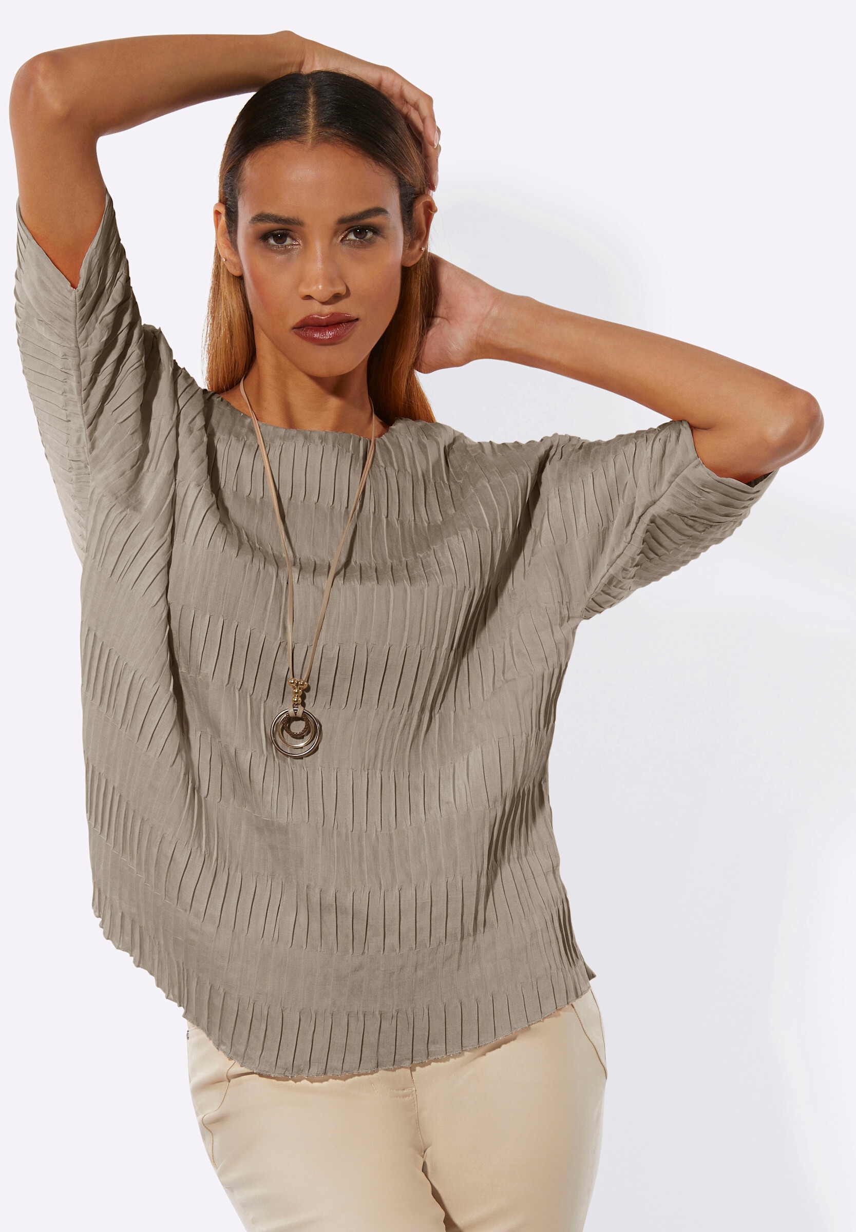 creation L Schlupfbluse »Bluse Schlupfbluse mit Fledermaus-Ärmeln«