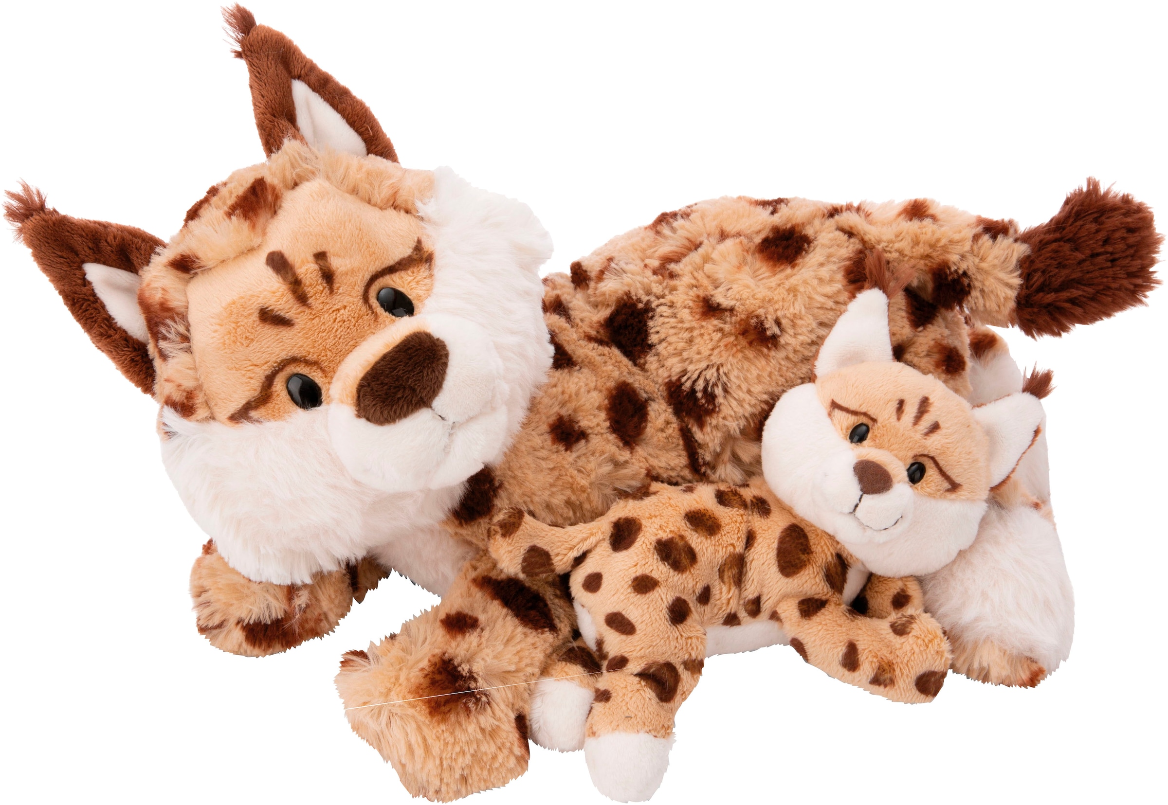 Kuscheltier »Wild Friends GREEN, Luchs Mutter & Kind, 40 cm & 20 cm«, liegend, enthält...