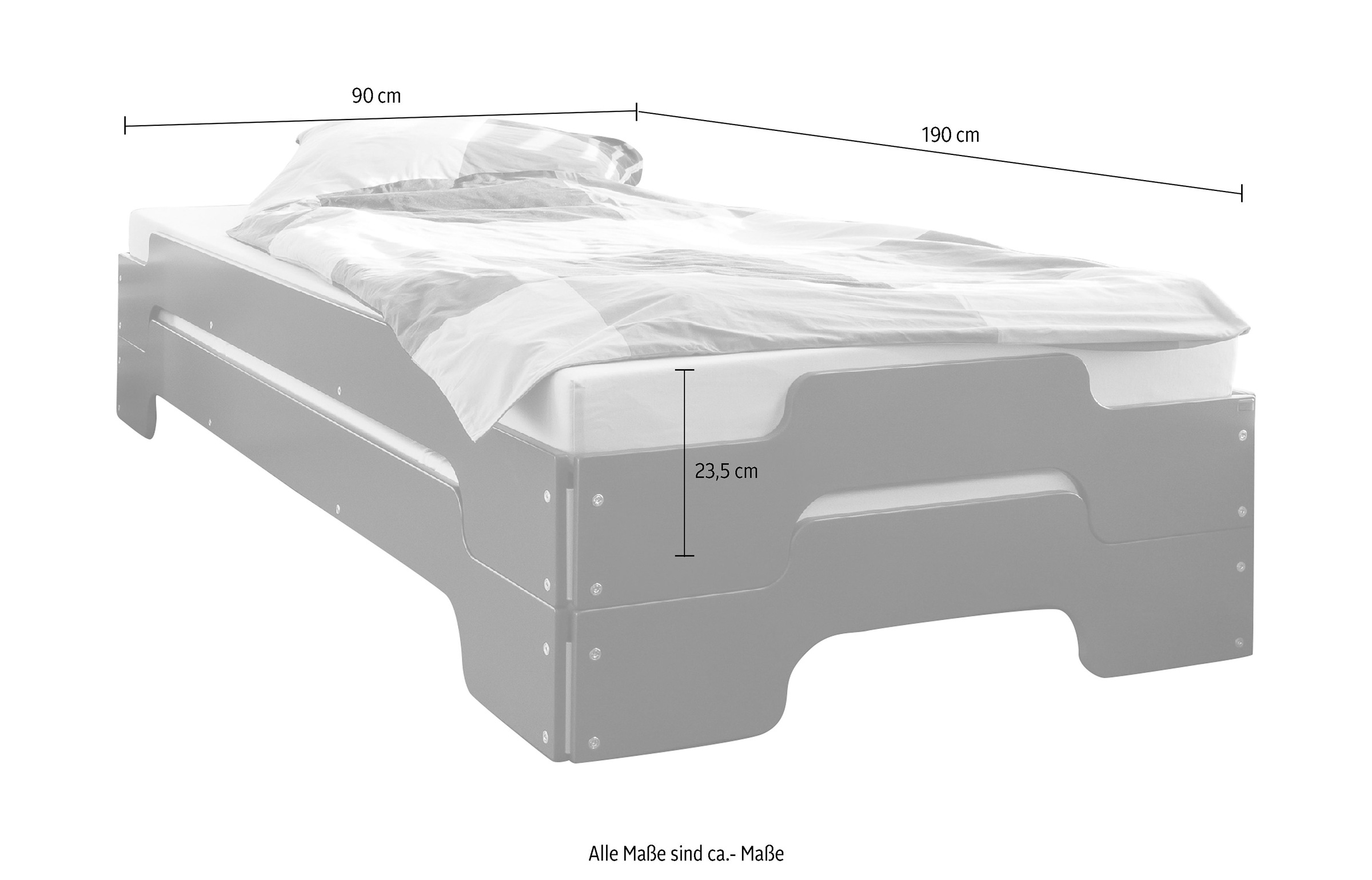 Müller SMALL LIVING Stapelbett »STAPELLIEGE Klassik (eine Liege)«, Gestellhöhe: 23,5 cm, ausgezeichnet mit dem German Design Award - 2019