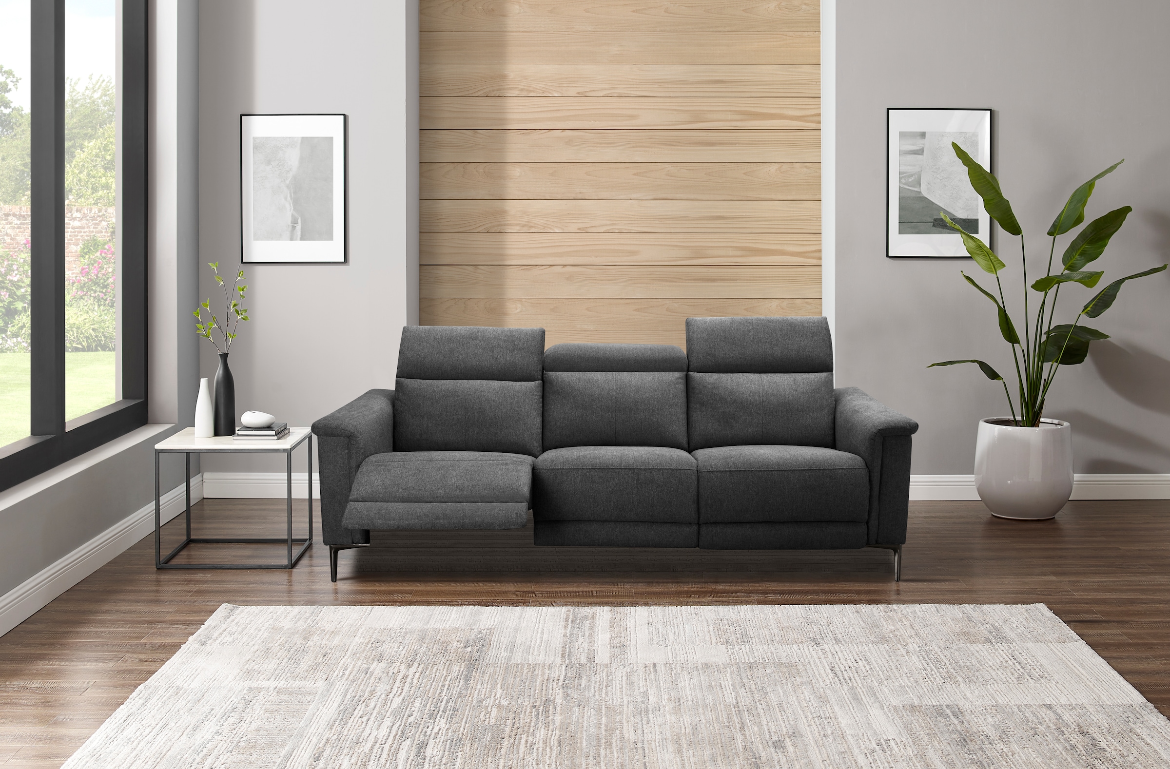 OTTO home 3-Sitzer »LUND B: 222 cm - OTTO. Verlässliche Qualität. Mit Relaxfunktion« in 2 Sitzen (links/rechts), manuell/elektrisch (USB-C), Kopfteilverst.