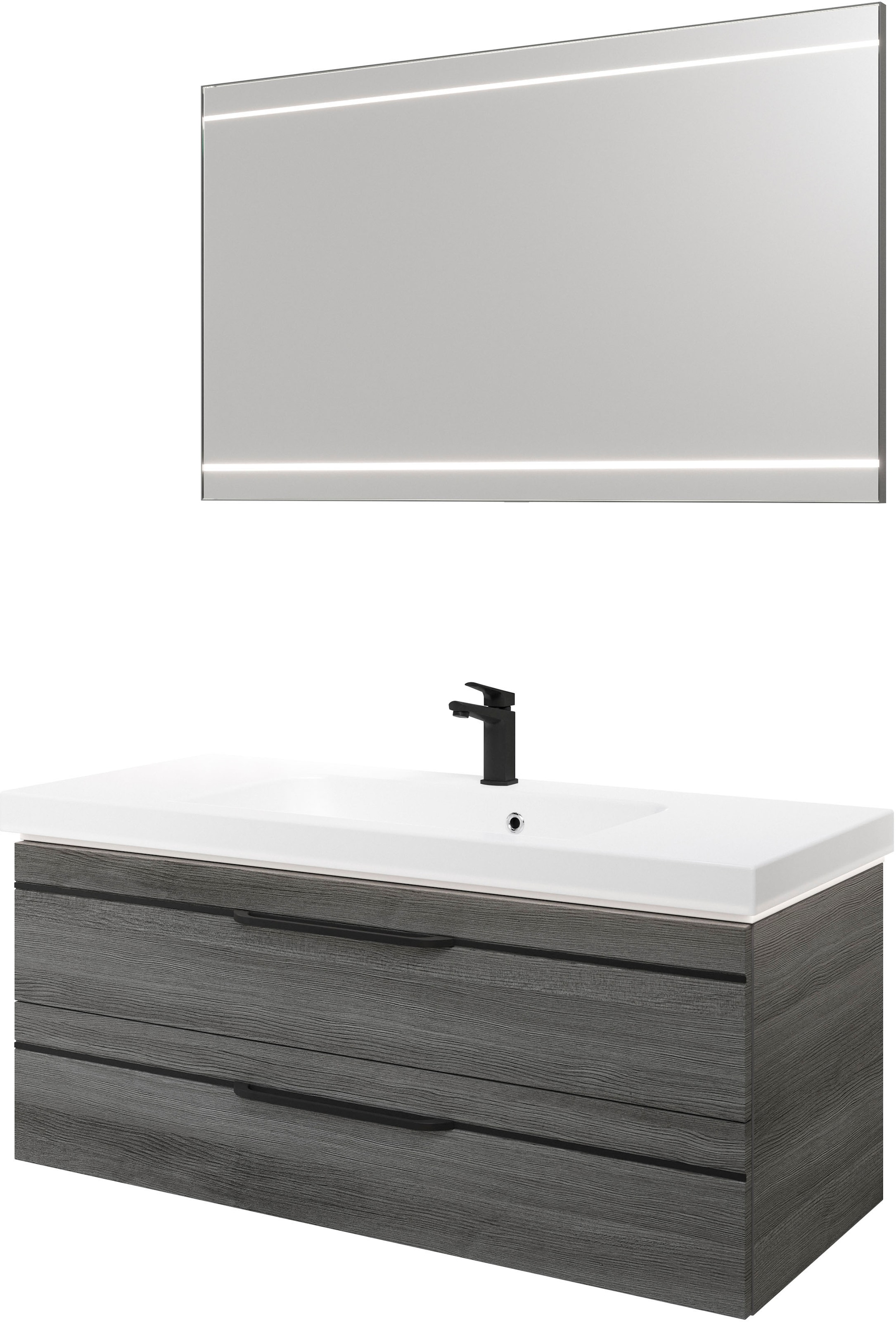 PELIPAL Badmöbel-Set »Balto«, (3 St.), 123 cm mit LED-Spiegel,  Mineralmarmor-Waschtisch und 2 Auszügen kaufen bei OTTO