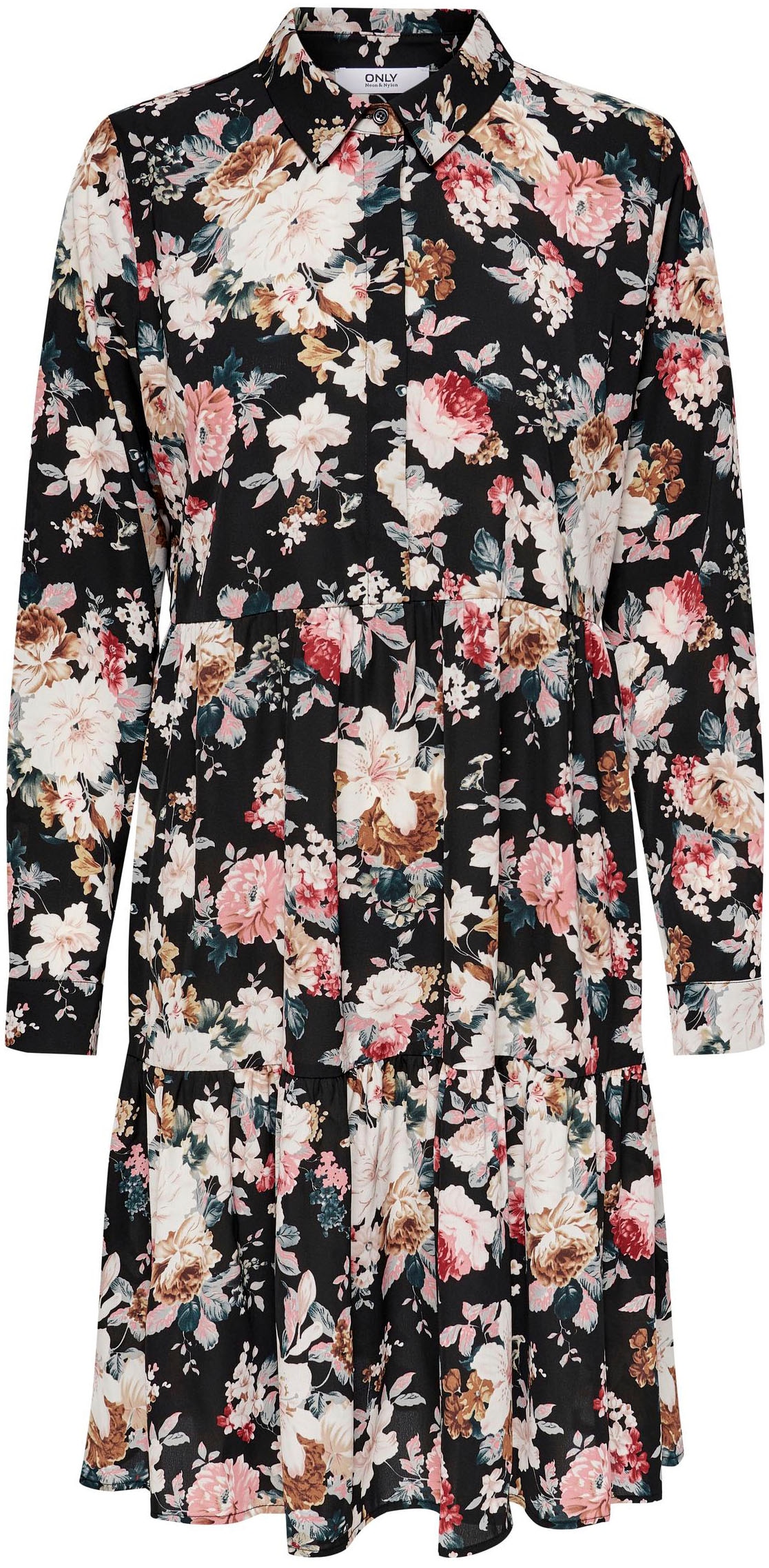 ONLY Blusenkleid »ONLLARRY L/S SHORT SHIRT DRESS PTM«, mit Volant bestellen  im OTTO Online Shop