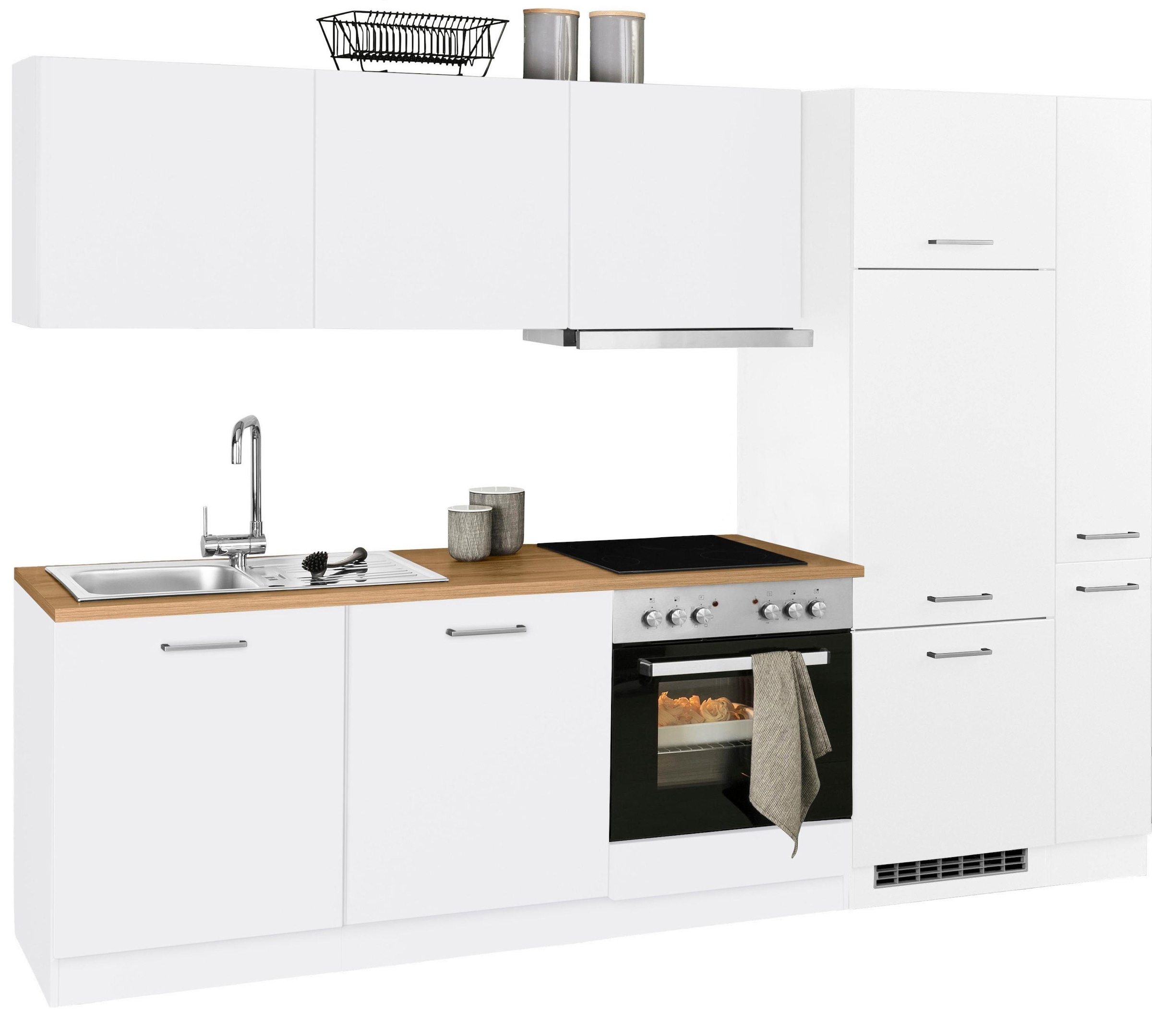 KOCHSTATION Küchenzeile »KS-Kehl«, mit E-Geräten, Breite 270 cm, inkl. Kühlschrank und Geschirrspüler