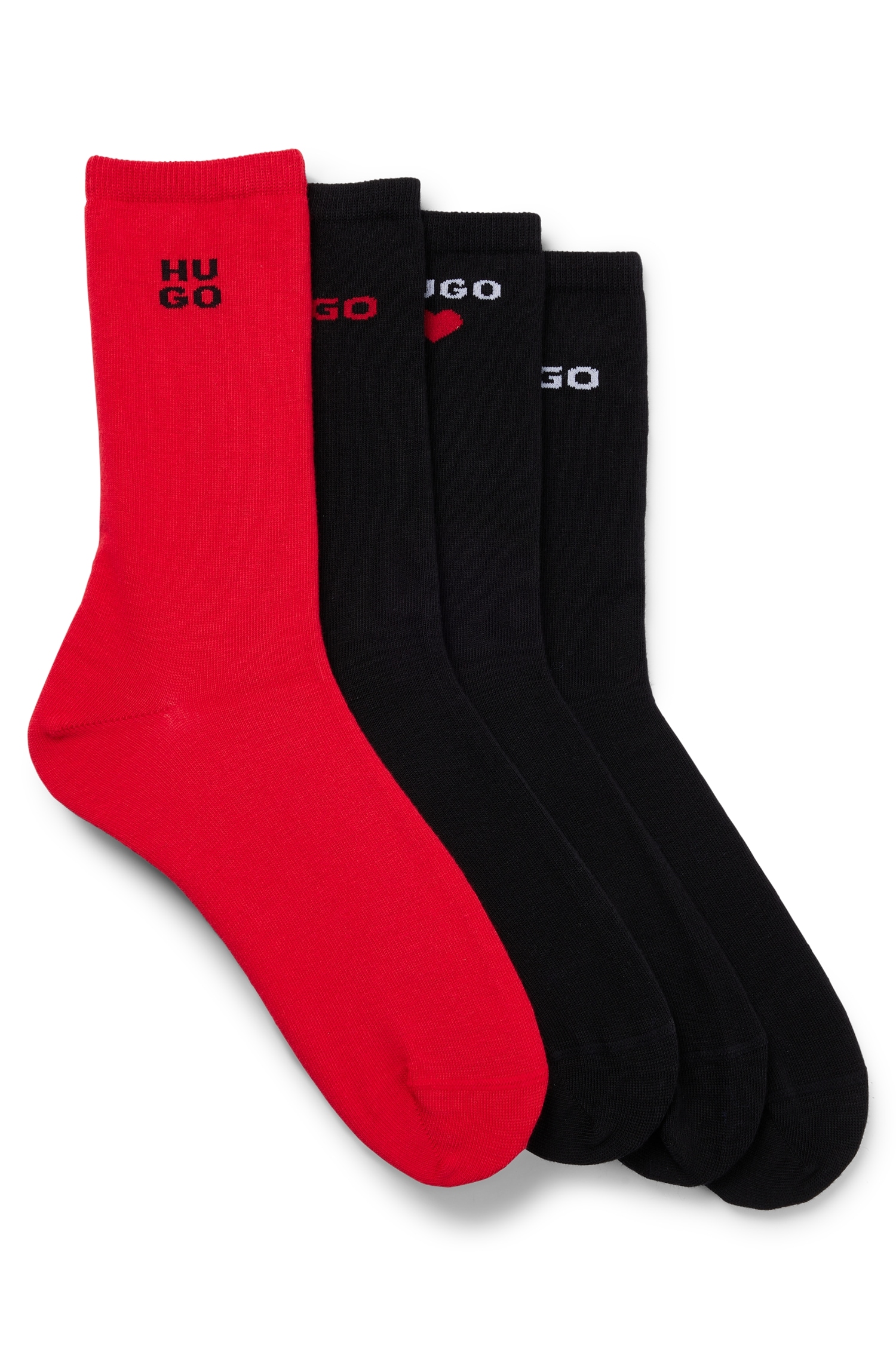 HUGO Socken »4P RS CC bei (Packung, mit OTTO kontrastfarbenen W«, 4 Logodetails Paar, bestellen 4er GIFTSET Pack), online