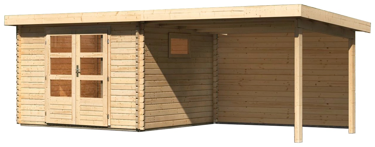 Karibu Gartenhaus »Trittau 3« mit Anbaudach und Rückwand