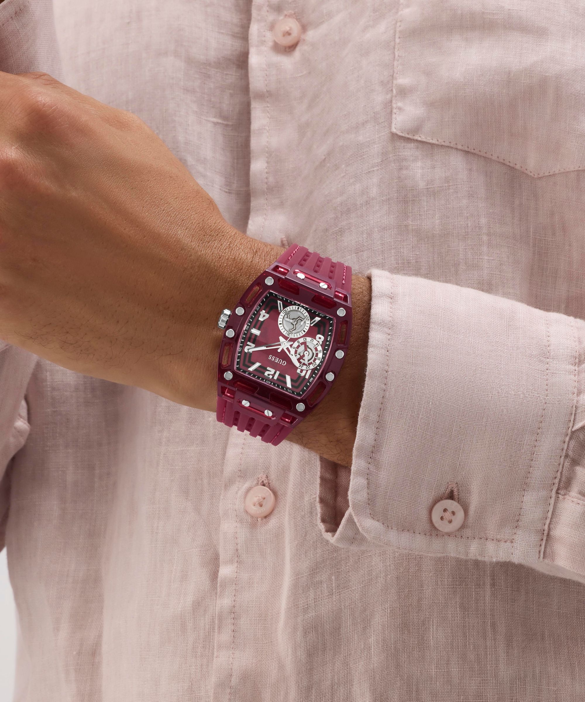Guess Multifunktionsuhr »PHOENIX« Quarzuhr, Armbanduhr, Herrenuhr, Silikonarmband, analog, Wochentag
