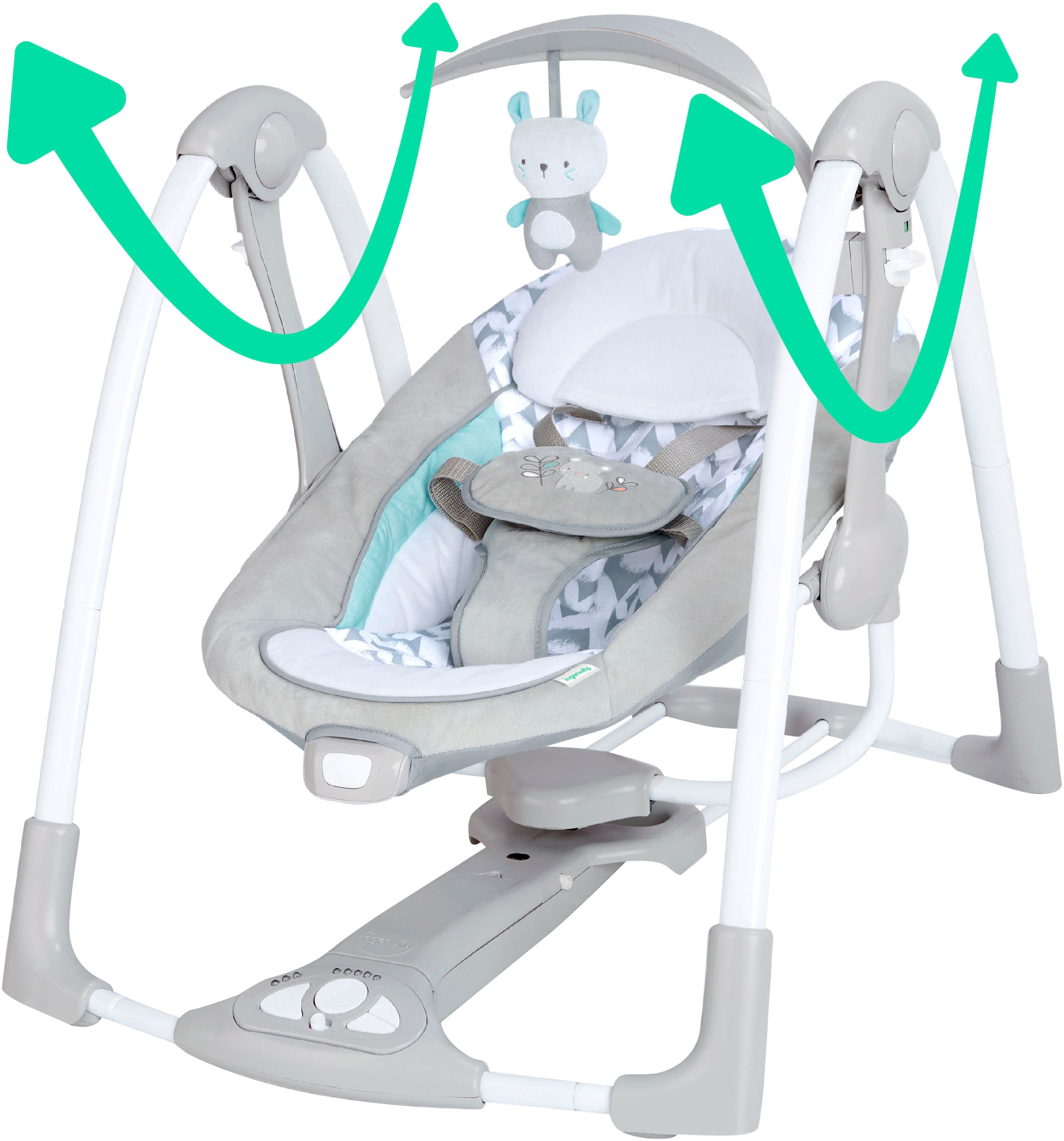 ingenuity Babyschaukel »ConvertMe Swing-2-Seat Portable Swing - Raylan« mit automatischer Schaukelfunktion und Sound-Effekt