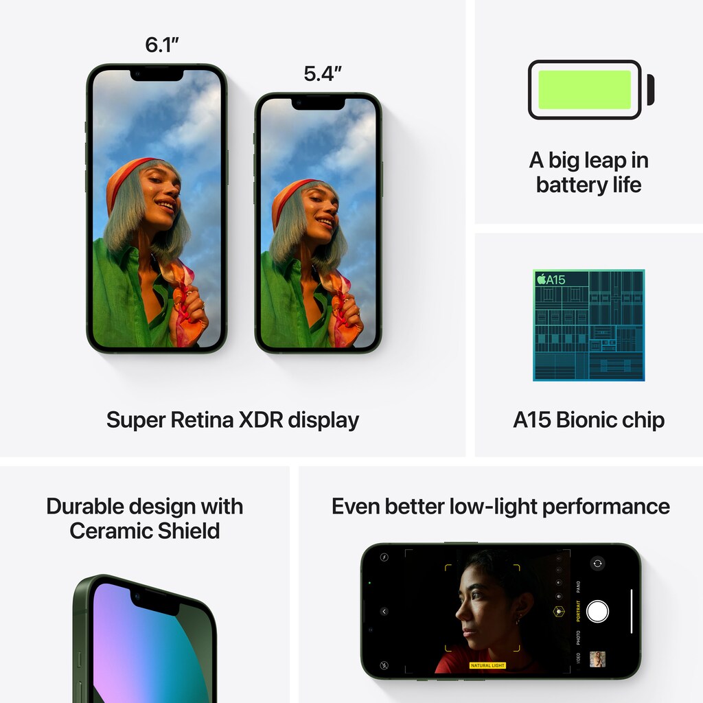 Apple Smartphone »iPhone 13, 5G«, (15,4 cm/6,1 Zoll, 256 GB Speicherplatz, 12 MP Kamera)