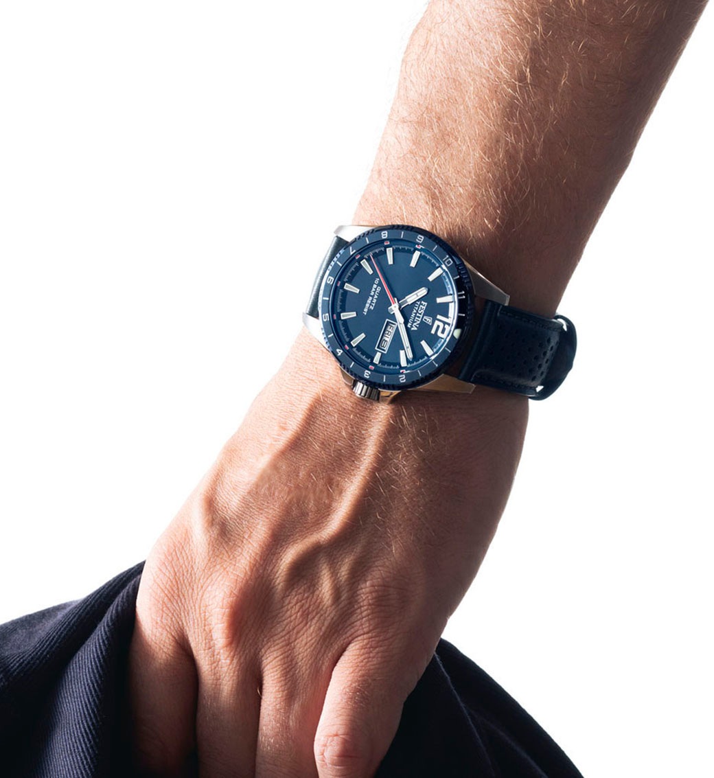 Festina Quarzuhr »Calendario Titanium«, Armbanduhr, Herrenuhr, Lederarmband, analog, Tag, Wochentag