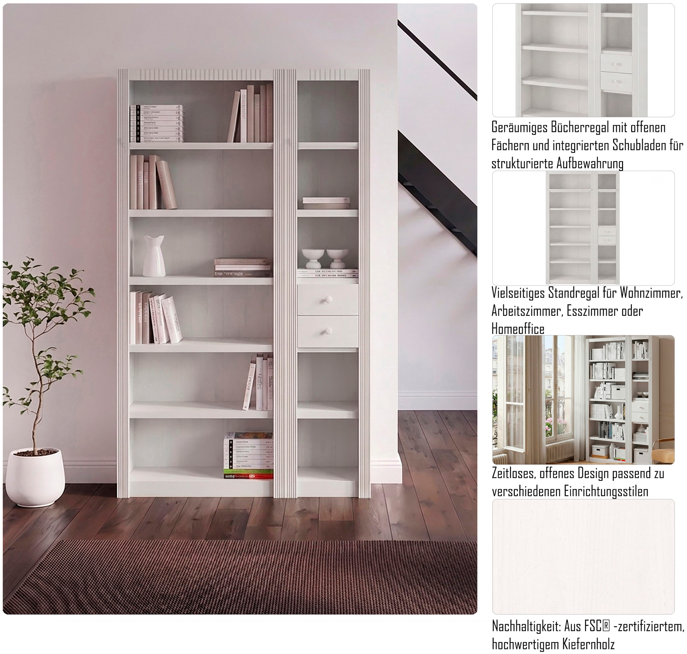 OTTO home Raumteilerregal »Bergen« (3-tlg.),Breite 128 cm