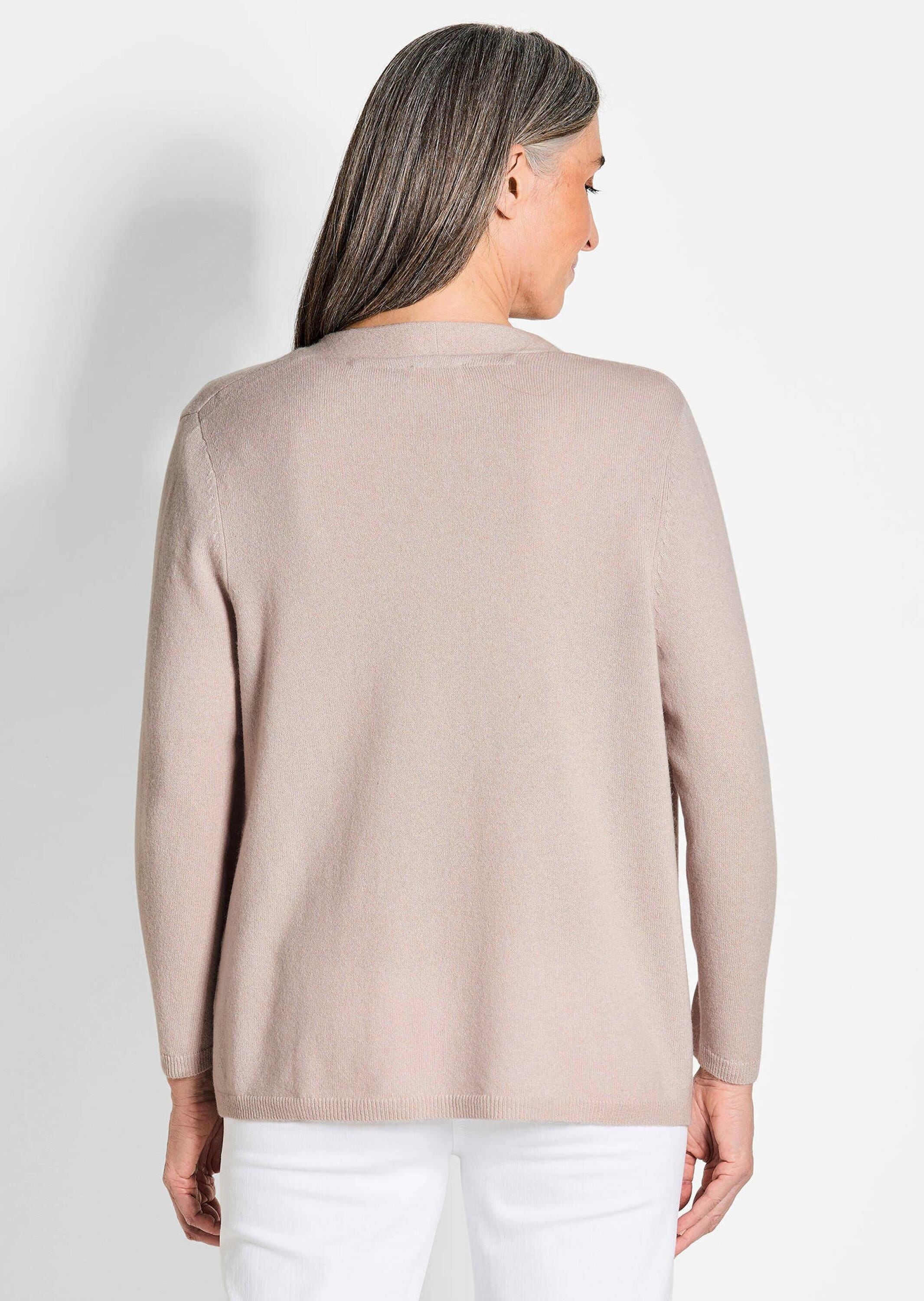 GOLDNER Strickjacke »Kurzgröße Cardigan in langer offener Form« Aufwendig in Form gestrickt