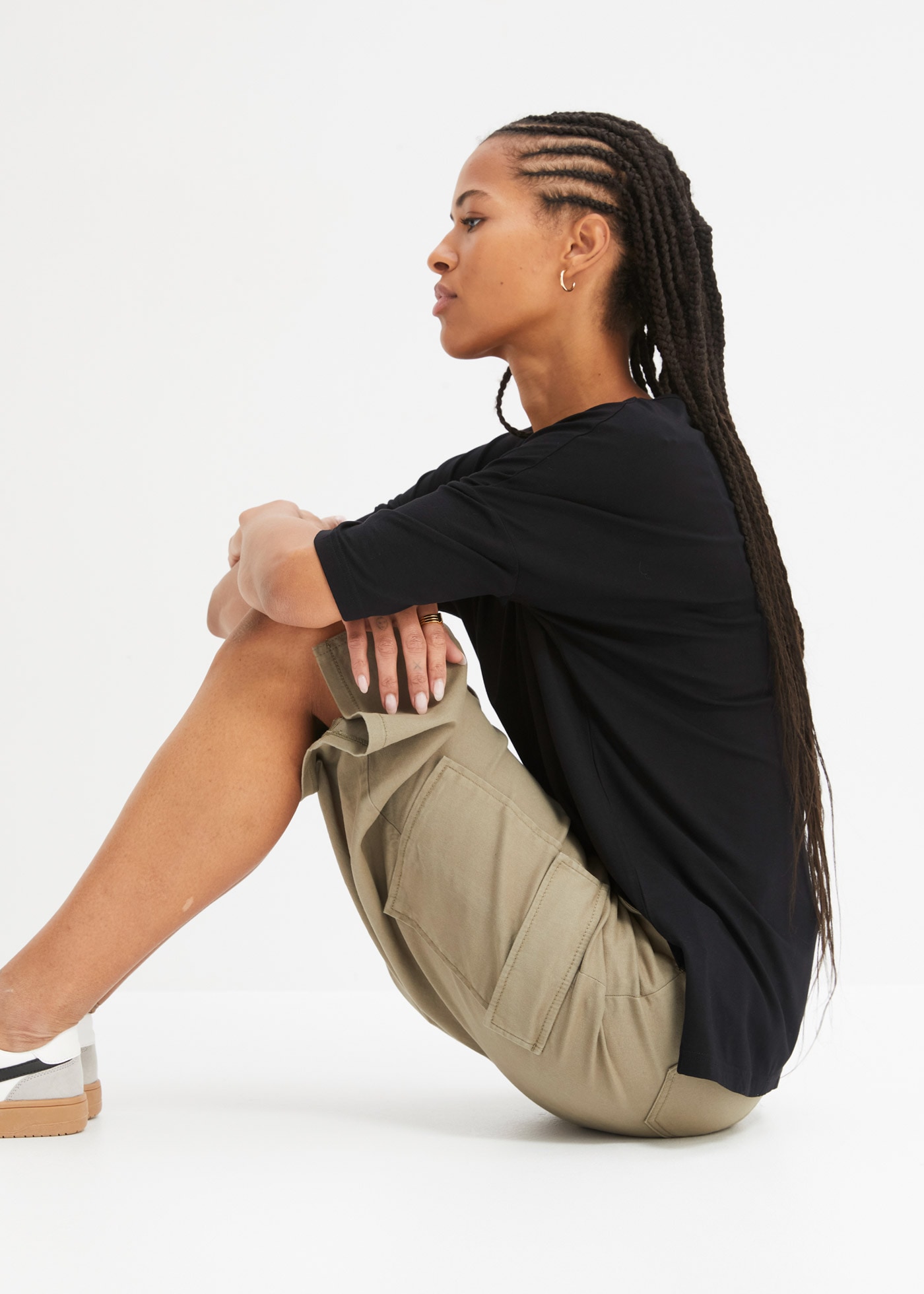 bonprix T-Shirt Oversize-Passform, Halbarm, U-Boot Ausschnitt