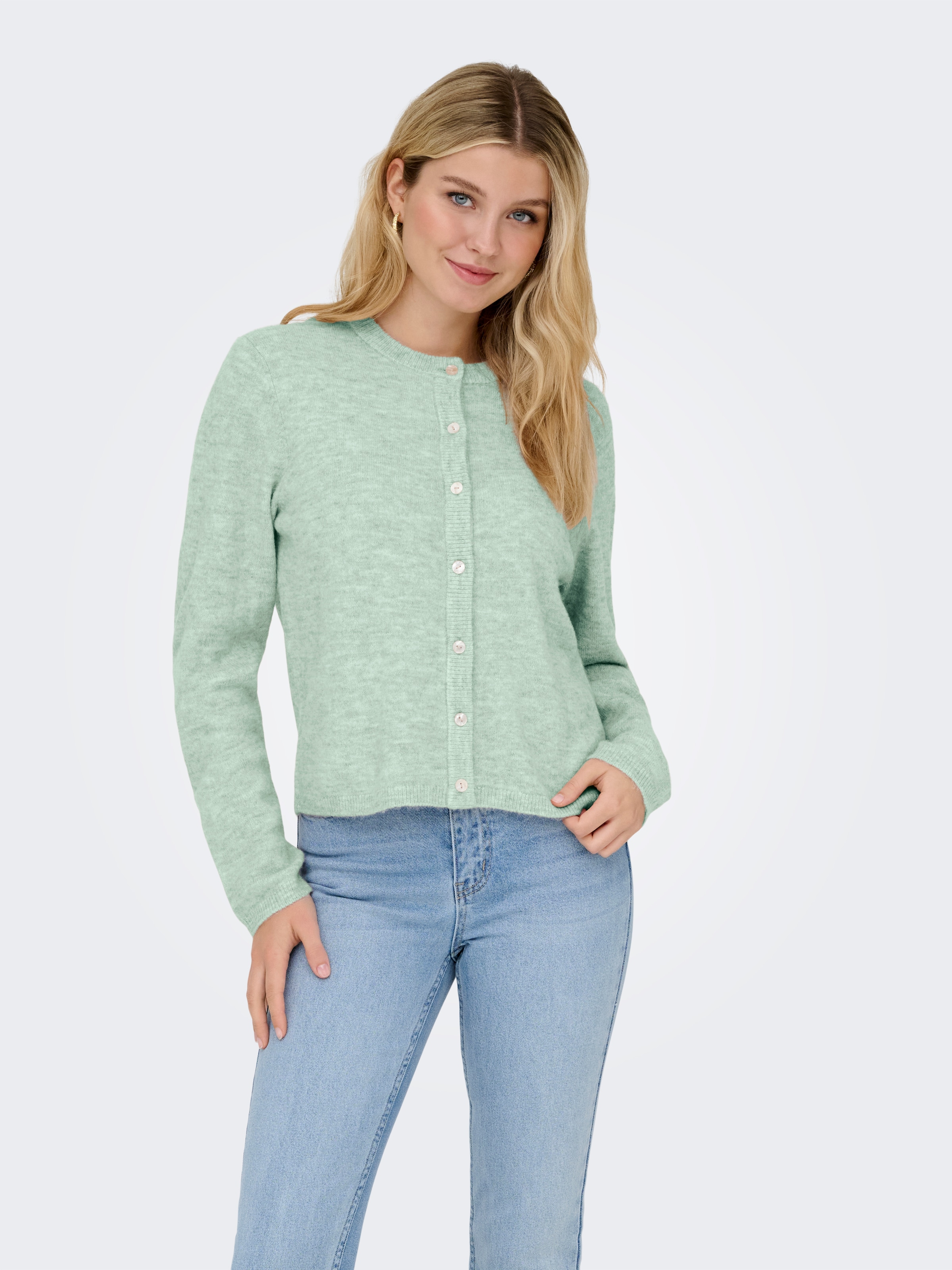 ONLY Strickjacke »ONLSIMONI L/S O-NECK CARDIGAN KNT NOOS« Materialmix, relaxed fit