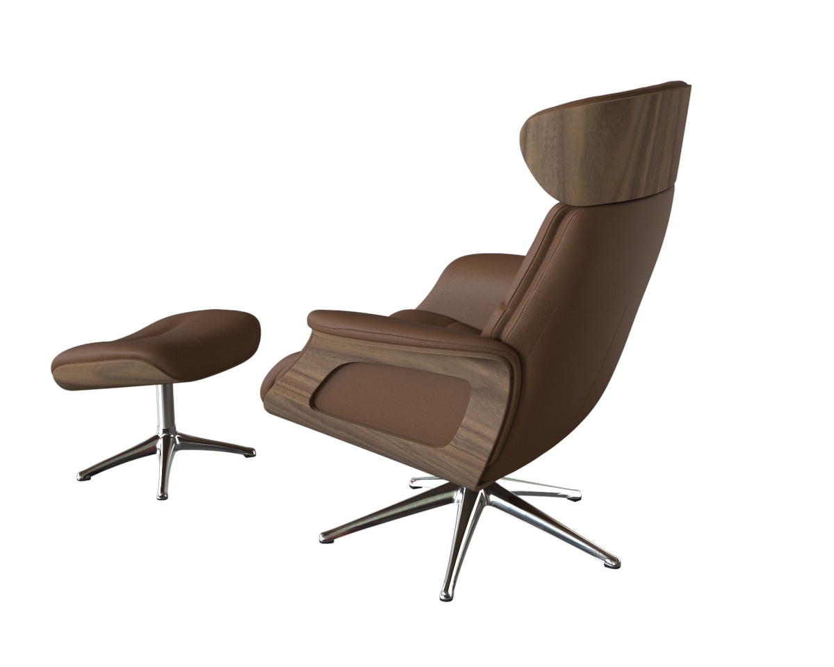 FLEXLUX Relaxsessel »Rücken u. Kopfverstellung, ergonomisch, Airchannels, klasse Komfort«, Rücken- & Kopfteilverstellung, Drehbar, Armlehne Walnuss, Fuß Alu