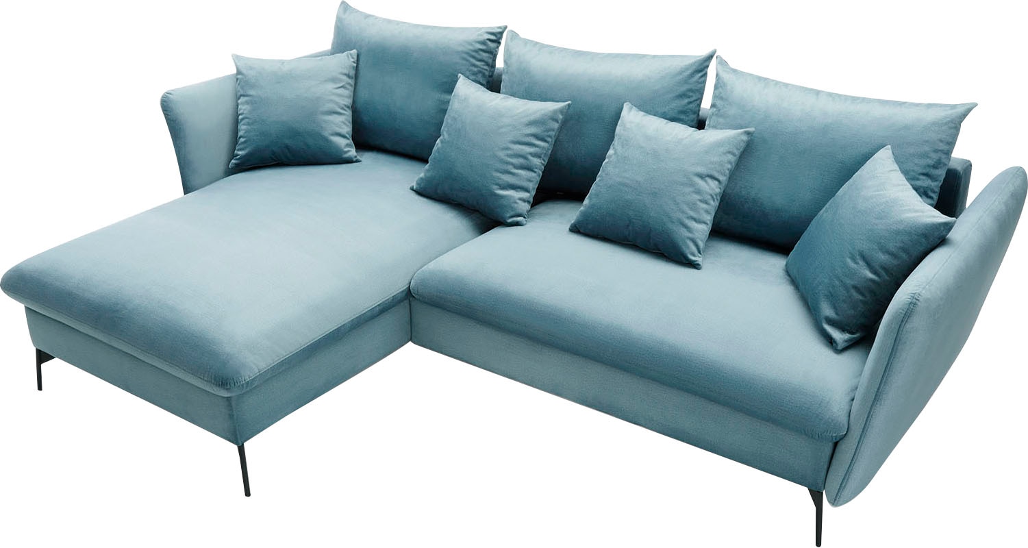 OTTO home Ecksofa »LIVORNO,258 cm, L-Form,« Schlaffunktion u. Bettkasten (139/224cm), Samt, Struktur, Webstoff