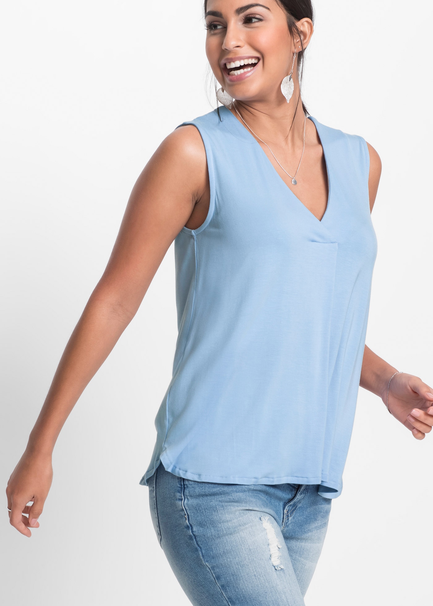 bonprix Shirttop bequeme Passform, ohne Ärmel, aus Viskose-Mix, feminin geschnitten