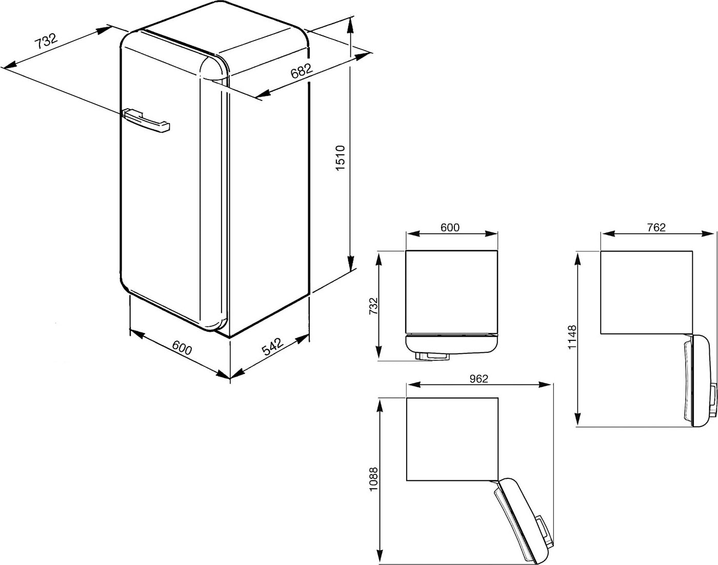 Smeg Kühlschrank »FAB28_5«, FAB28LPB5, 150 cm hoch, 60 cm breit jetzt im  OTTO Online Shop