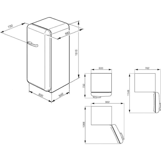 Smeg Kühlschrank »FAB28_5«, FAB28LPB5, 150 cm hoch, 60 cm breit jetzt im  OTTO Online Shop