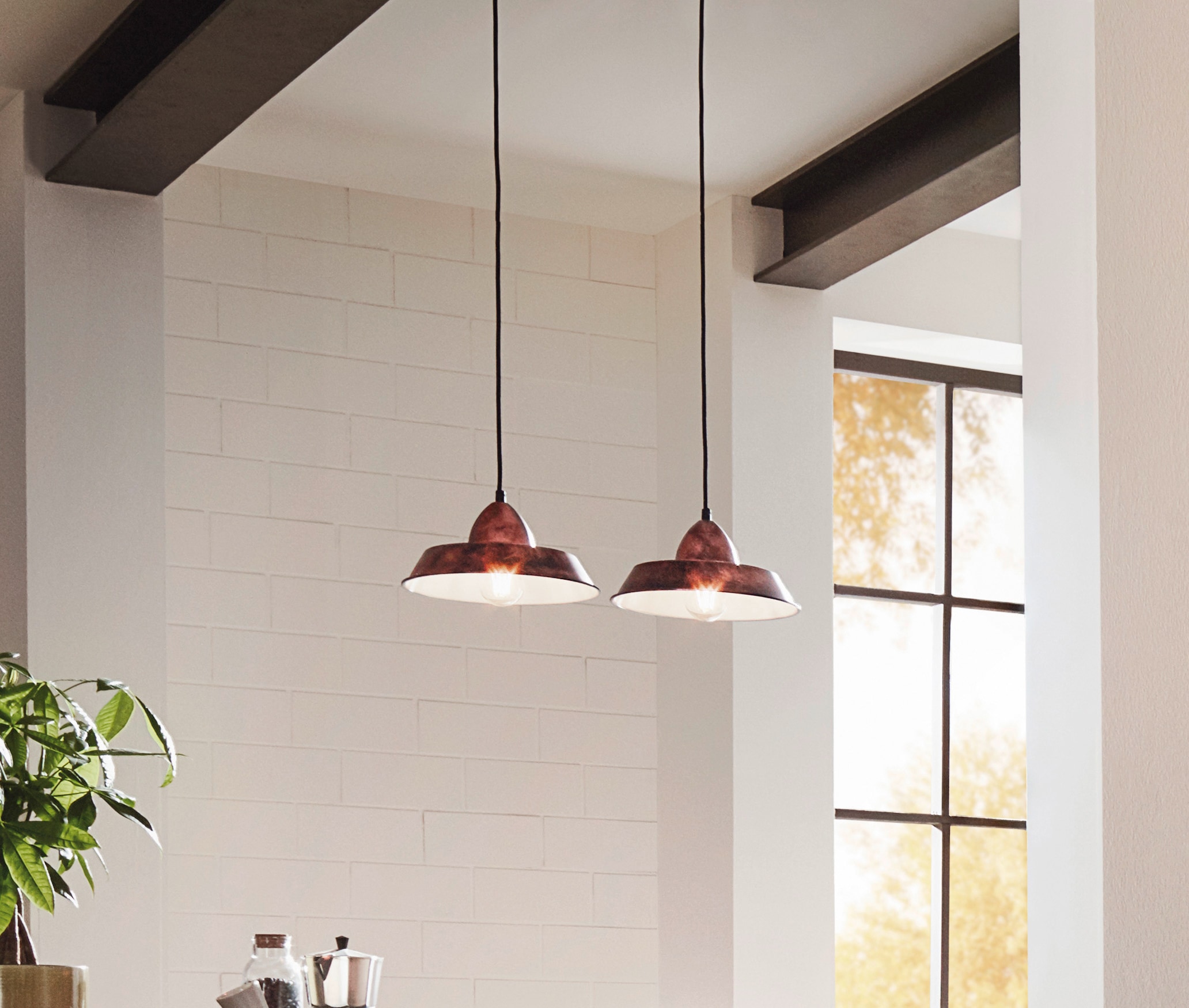 EGLO Hängeleuchte »AUCKLAND Pendellampe, Stahl, E27, IP20, Vintage, Esszimmerlampe, Lampe«, 1 flammig, Leuchtmittel E27 | ohne Leuchtmittel, Hängeleuchte, H110 x Ø26 cm, kupferfarben-antik, 1X60W exkl.