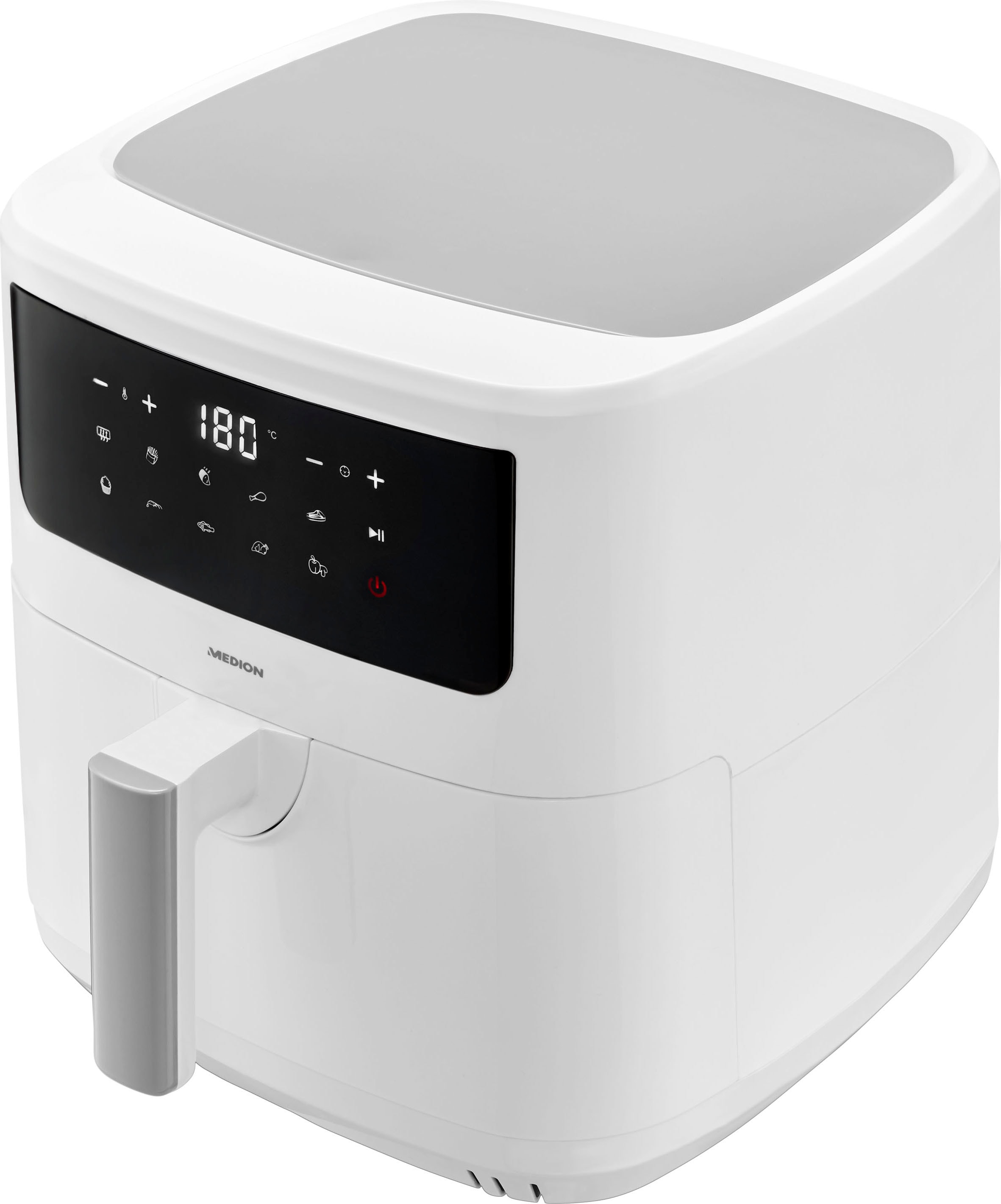 Medion® Heißluftfritteuse »mit 2 Heizelementen MD11750 P10 XL Duo, großer«, 2000 W, Fassungsvermögen 6,8 l, Frittierkorb; Nutzinhalt 6,3 L; Schüttelalarm, 9 Automatikprogramme