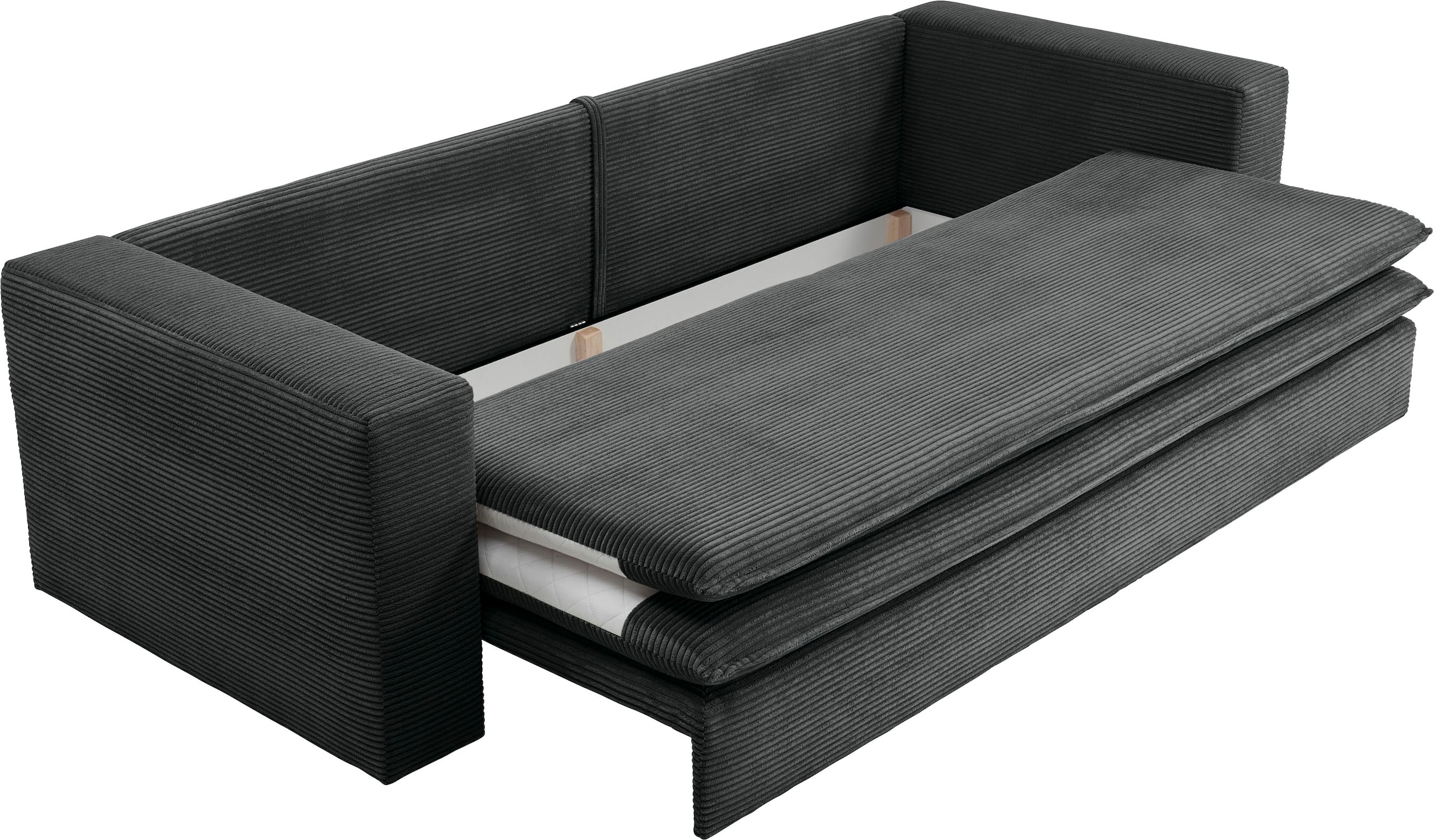 Places of Style 3-Sitzer »PIAGGE«, Cord-Bezug - mit Bettfunktion und Bettkasten, mit praktischem Topper