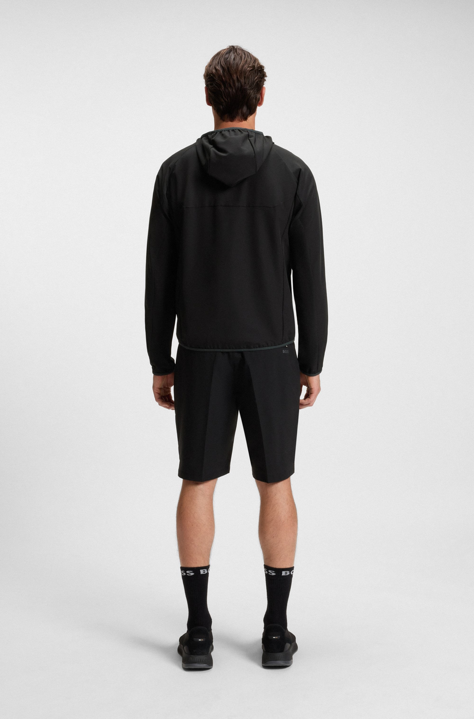 BOSS GREEN Funktionsjacke »L Commuter«, mit Kapuze, wasserabweisend Funktionsjacke mit gummiertem Label 4 Wege Stretch