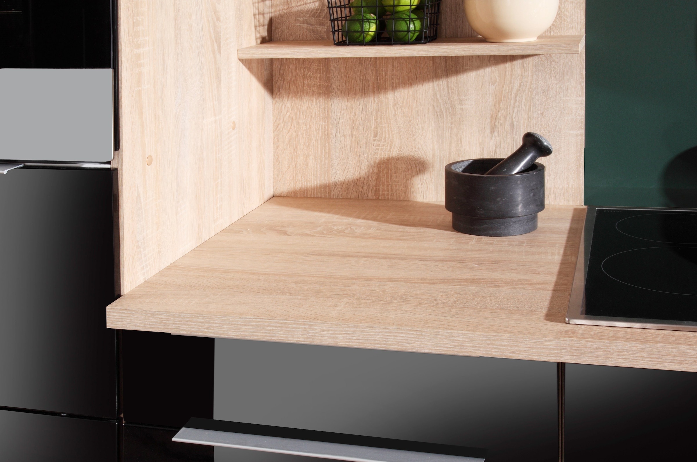 KOCHSTATION Küchenzeile »KS-Brindisi Breite 270 cm«, wahlweise mit E-Geräten und Induktion, mit MDF-Fronten und Regal