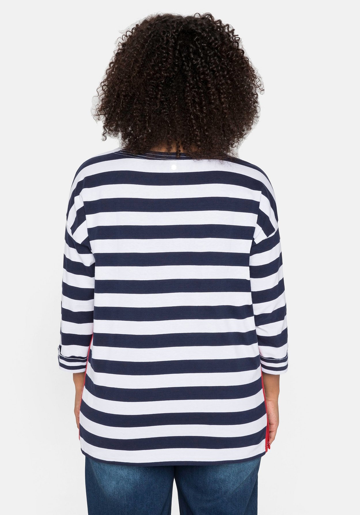 Sheego 3/4-Arm-Shirt »3/4-Arm-Shirt mit seitlichem Kontrasteinsatz und Schlitzen«, mit seitlichem Kontrasteinsatz und Schlitzen