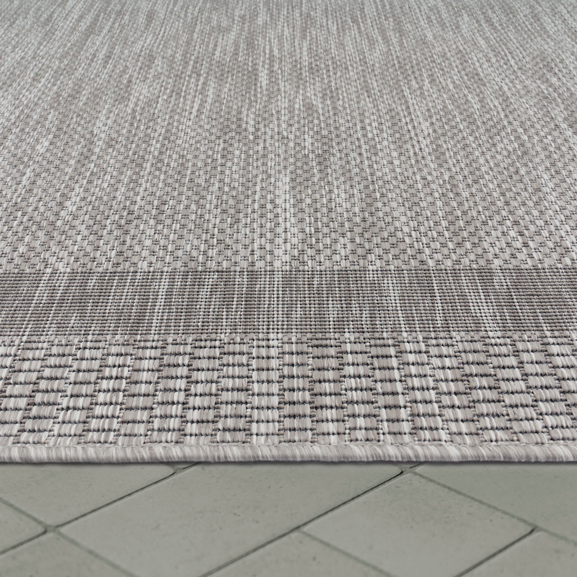 Paco Home Teppich »Roma 272«, rechteckig, 4 mm Höhe, Flachgewebe, meliert, mit dezenter Bordüre, In- und Outdoor geeignet