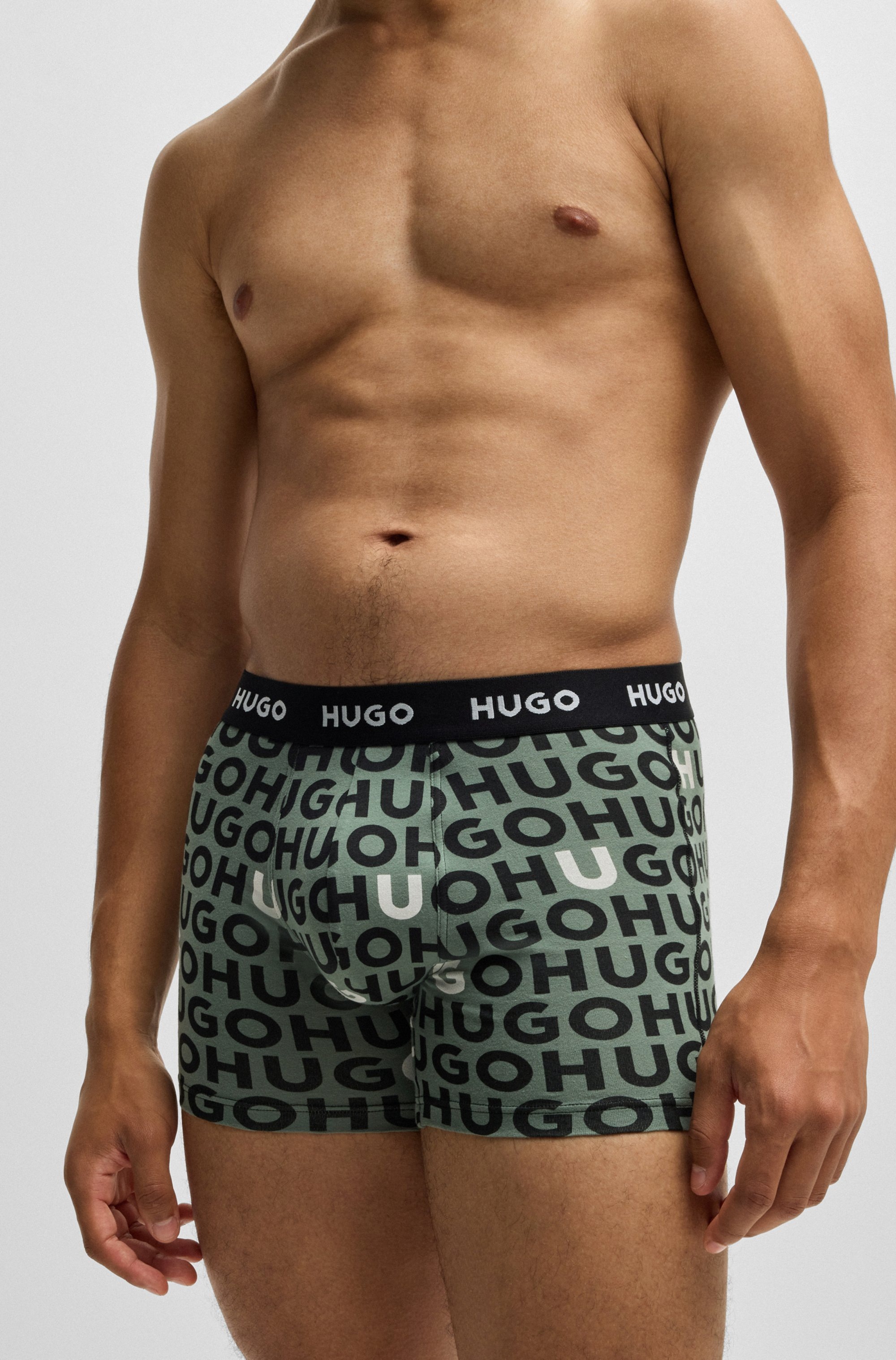 HUGO Underwear Boxershorts »BOXERBR TRPLT DESIGN«, Markenlogo am elastischem Bund