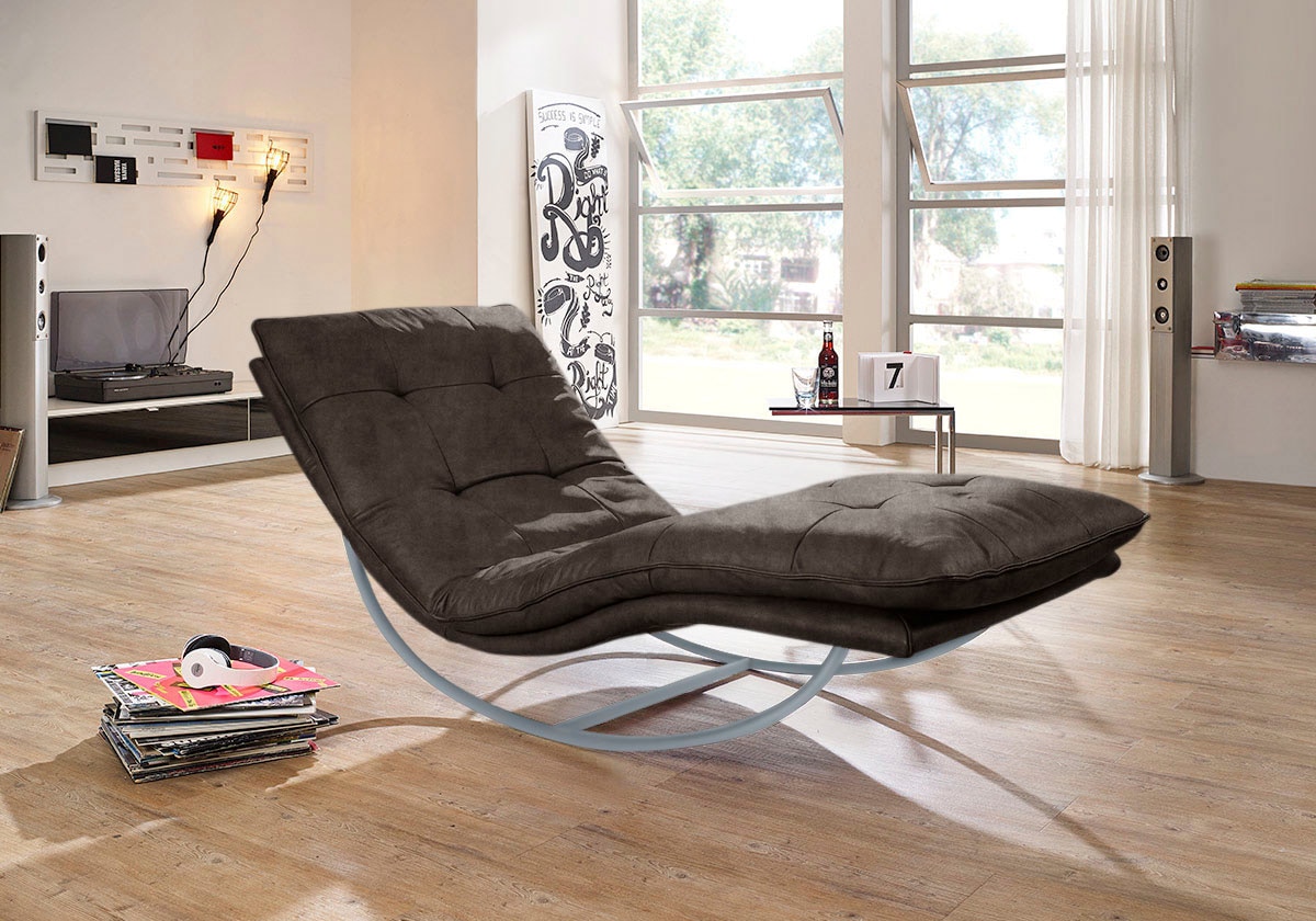 W.SCHILLIG Relaxliege »daily dreams« in Waffelkissen-Optik, Schaukelgestell silber matt, in 2 Breiten