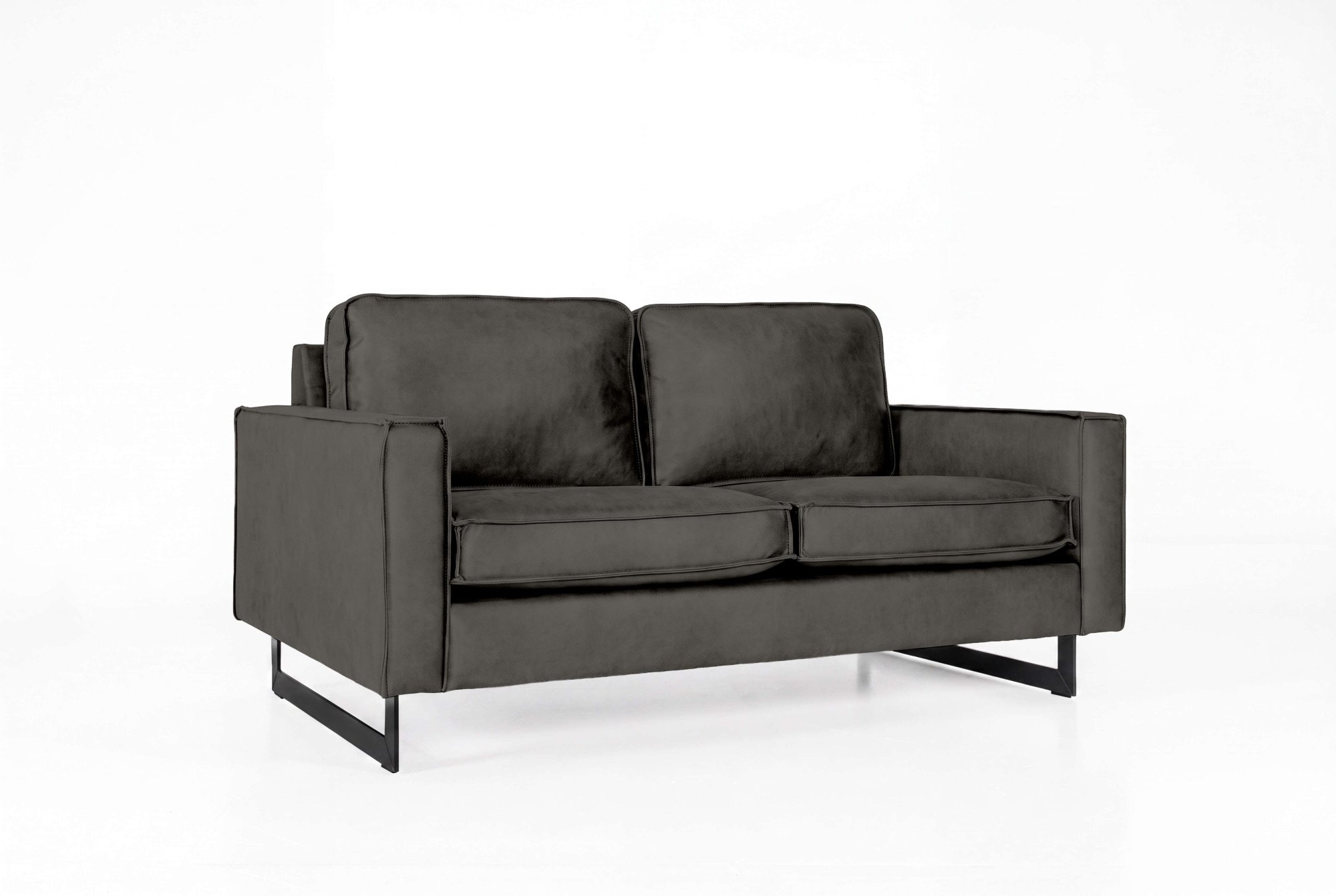 OTTO home 2-Sitzer »Pinto, 166 cm, Cord, Chenille, Lederoptik« mit Keder, schwarze Metallfüße, Wellenunterfederung