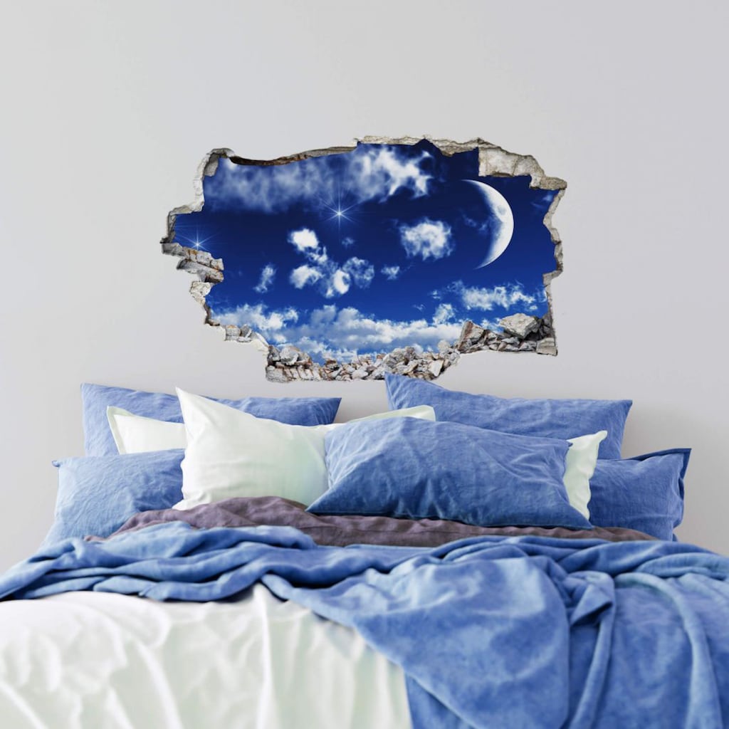 Wall-Art Wandtattoo »Wolken Sticker 3D Mond Himmel«, (1 St.)