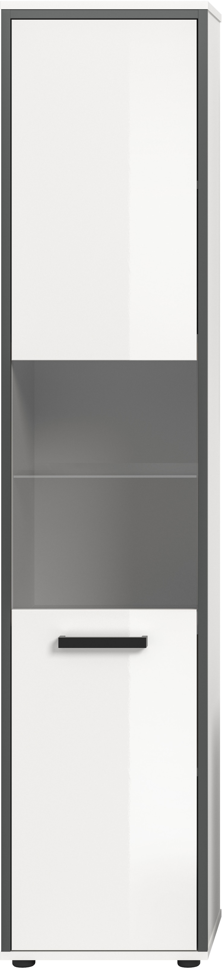 welltime Hochschrank »KAJO, hochglanz Front, Glastür, 1 Glas Einlegeboden, 6 Fächer« 1 Stk. tlg. Badschrank, Hochschrank, Bad, Badezimmer