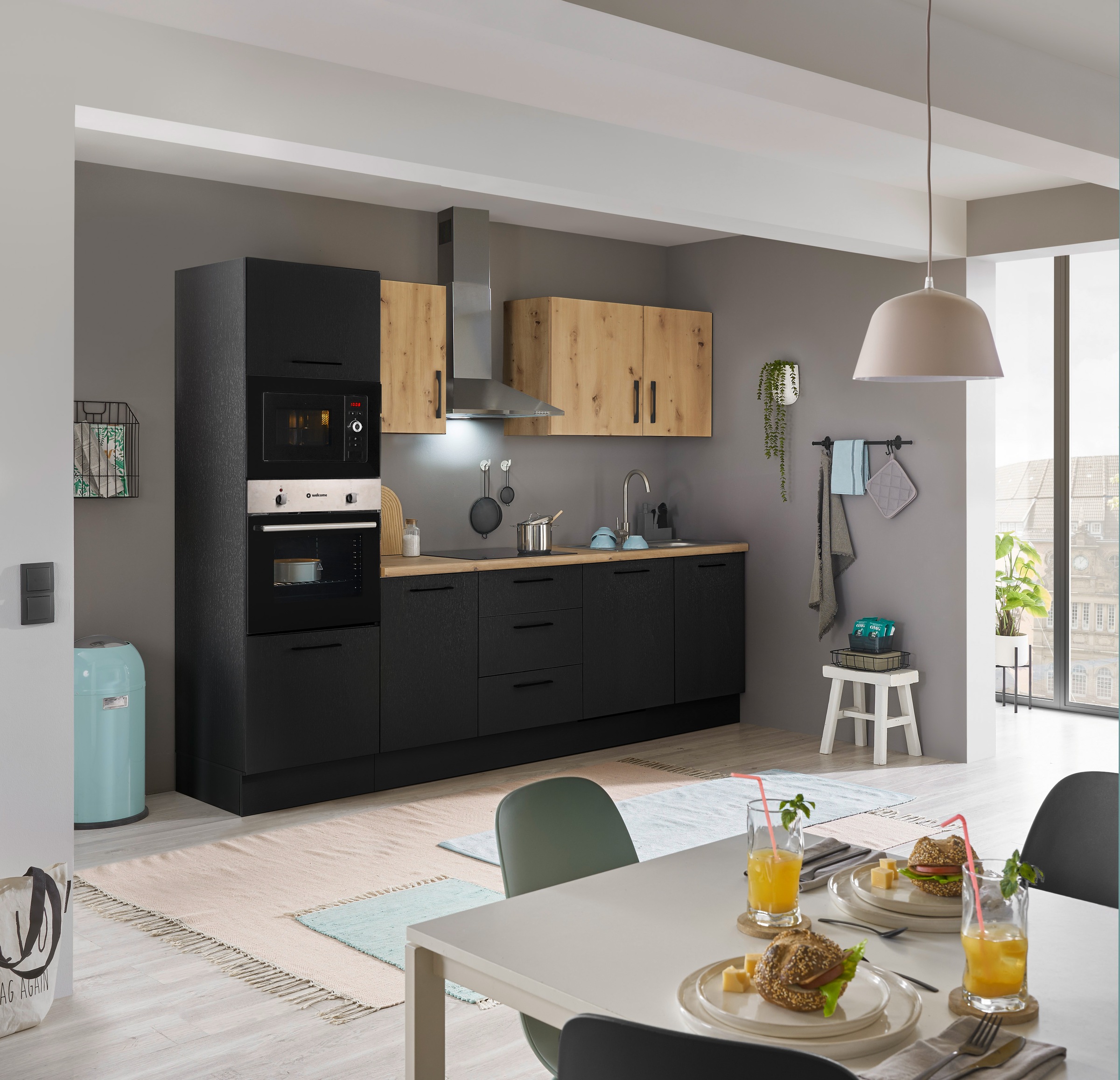 BASIC by Balculina Küchenzeile »Turin« Breite 280 cm, wahlweise mit E-Geräten