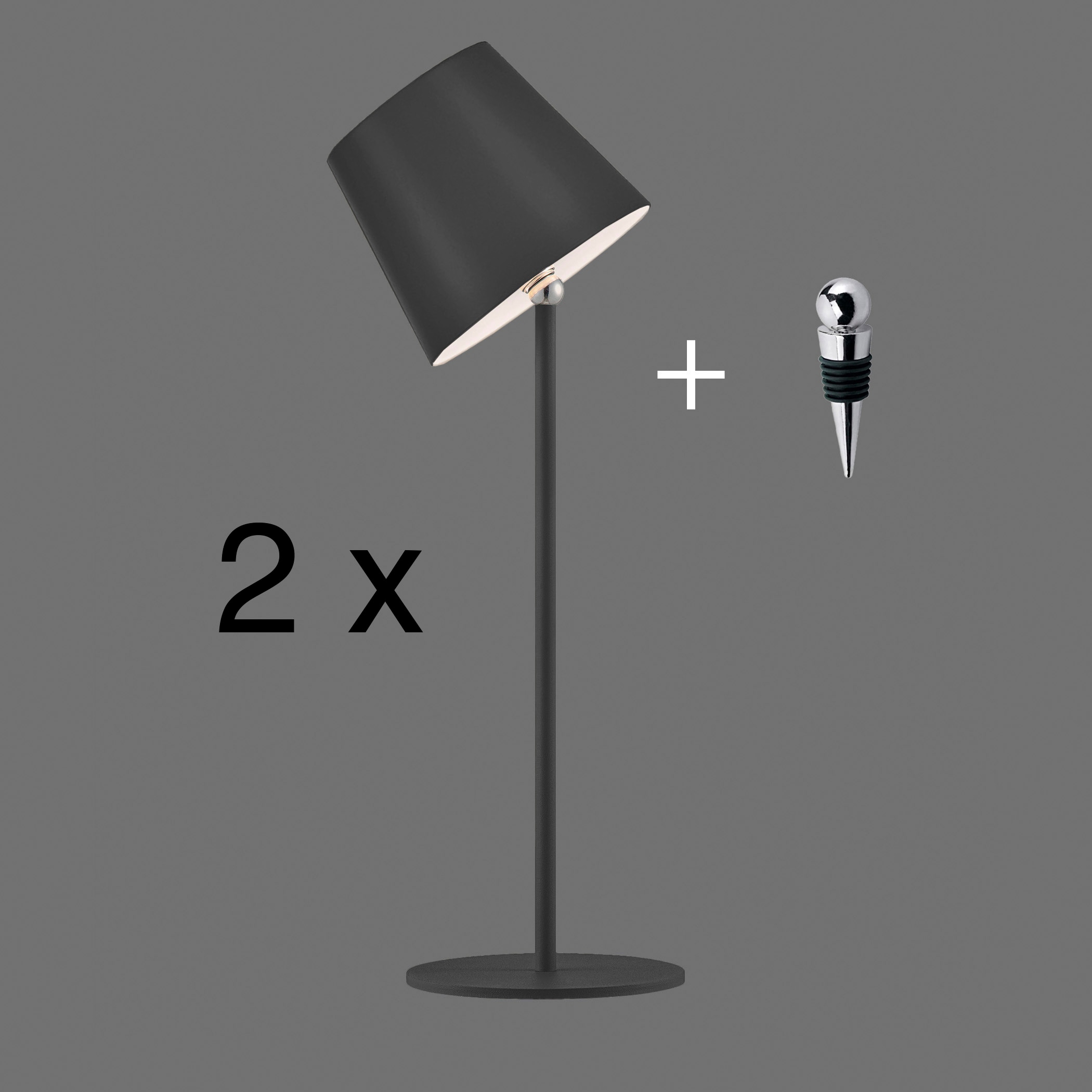 JUST LIGHT LED Tischleuchte »BOTERIA - Set 2 Stück, inkl. Flaschenaufsatz« LED-Board 2 Stk. Warmweiß Akkubetrieben, aufladbar, magnetisch, dimmbar, In- und Outdoor