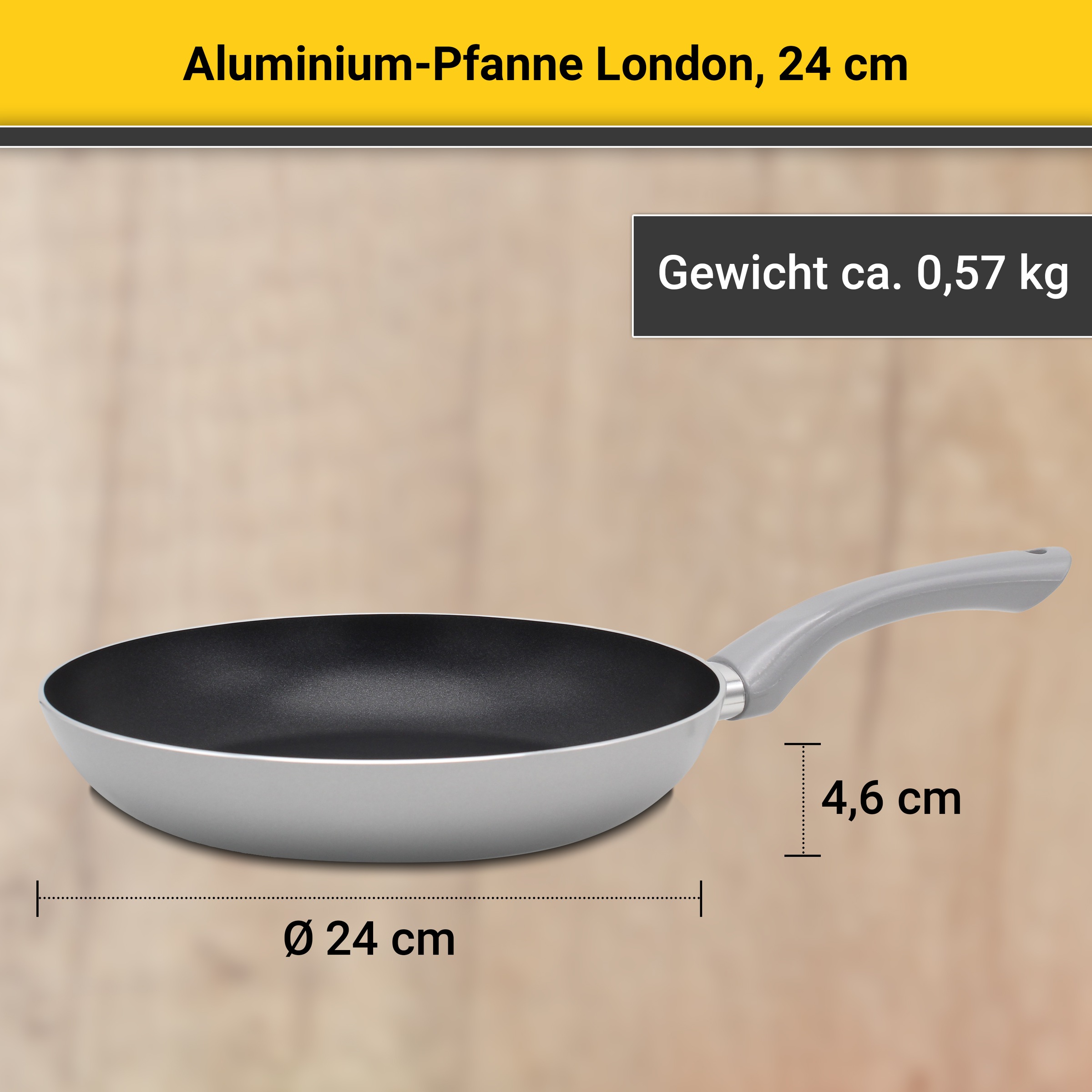 Krüger Bratpfanne »Aluminium Pfanne London«, Aluminium, (1 tlg.), für Induktions-Kochfelder geeignet